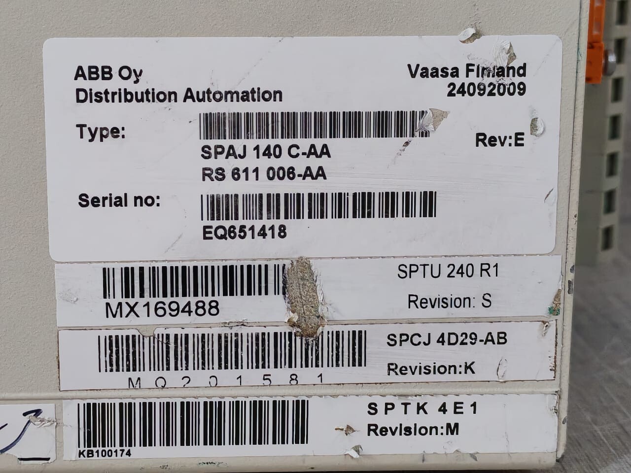 ABB SPAJ-140 ABB SPAJ 140 C-AA REV.E OVERCURRENT & EARTH-FAULT RELAY 7