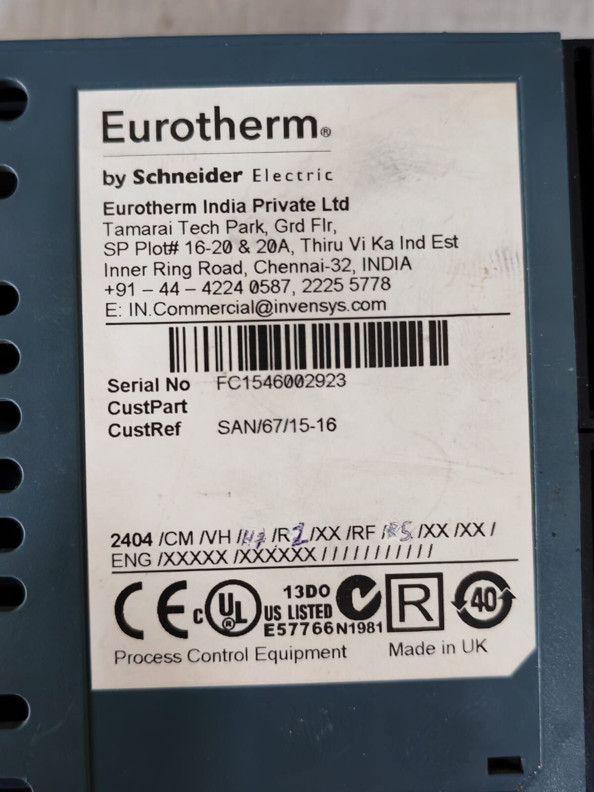 Eurotherm EUROTHERM EUROTHERM 2404 Temperature Controller Module 9