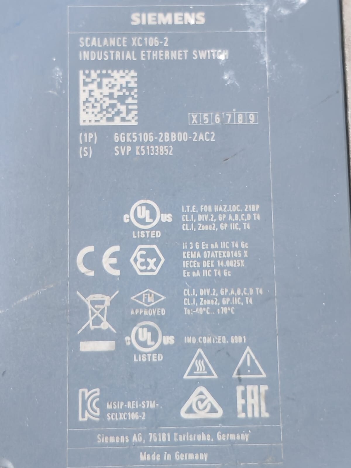 Siemens 6GK5106-2BB00-2AC2 Siemens 6GK5106-2BB00-2AC2 SCALANCE XC106-2 Ethernet Switch 9