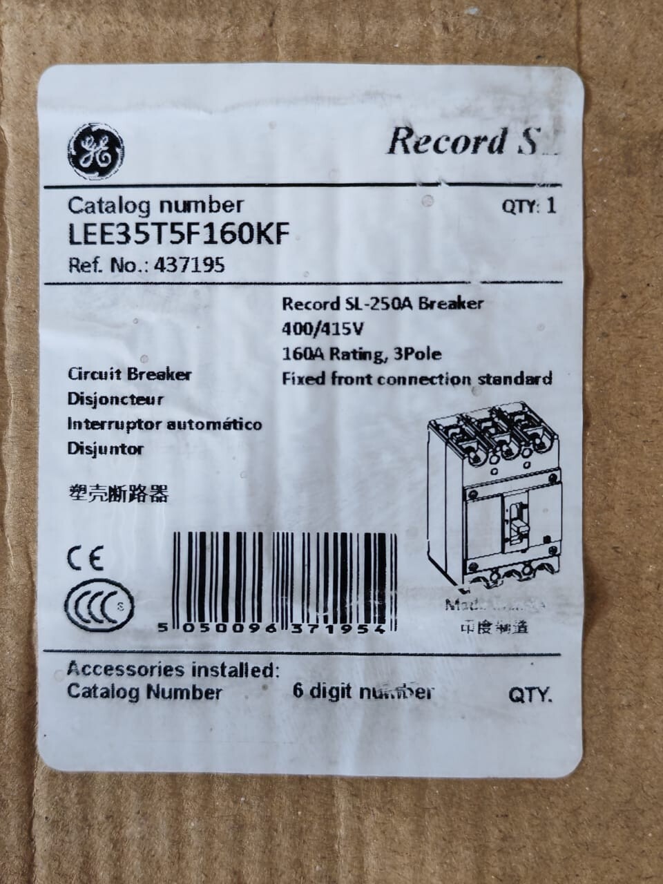 GE LEE35T5F160KF GE LEE250 Record SL LEE35T5F160KF Circuit Breaker 10