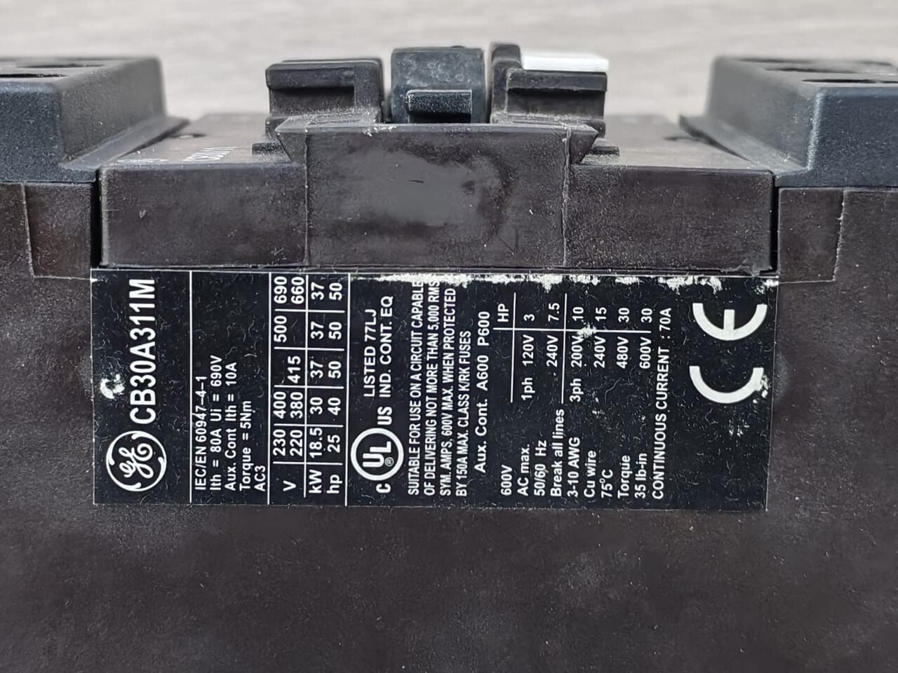 GE CB30A311M3 General Electric CB30 11 Series CB Contactor CB30A311M3 4