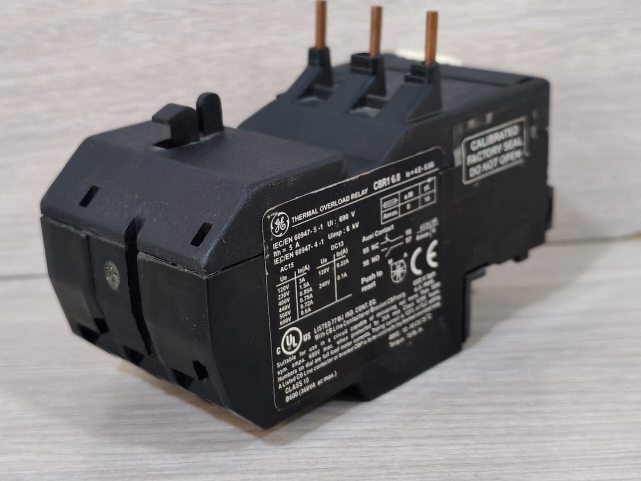 GE CBR1 GENERAL ELECTRIC CBR1 6.0 THERMAL OVERLOAD RELAY 8