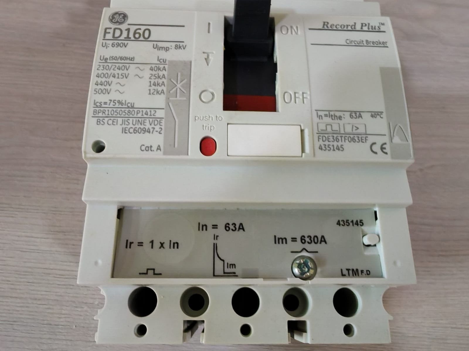 GE FDE36TF063EF GE FD160 Record Plus Circuit Breaker FDE36TF063EF 5