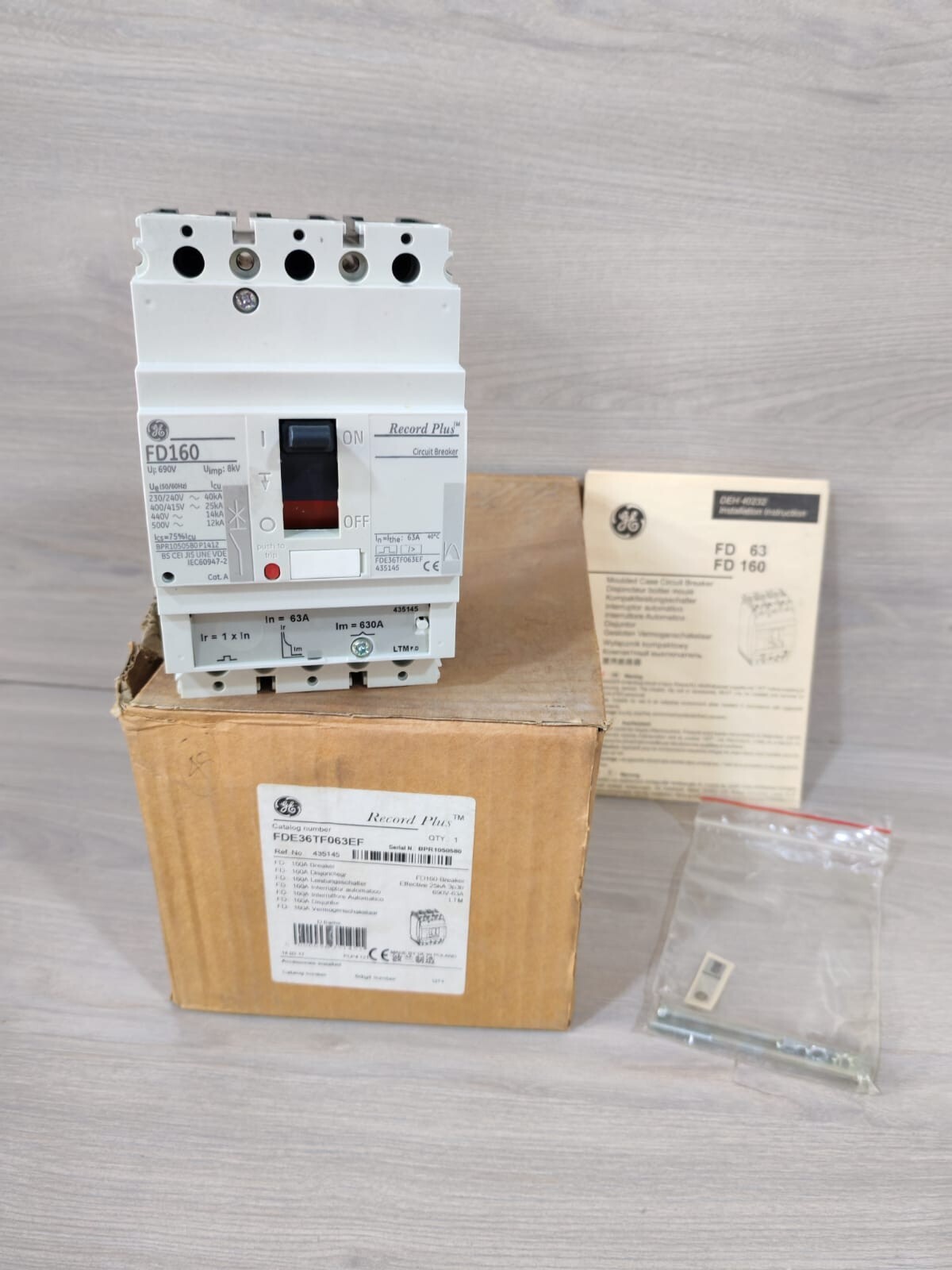 GE FD160 Record Plus Circuit Breaker FDE36TF063EF