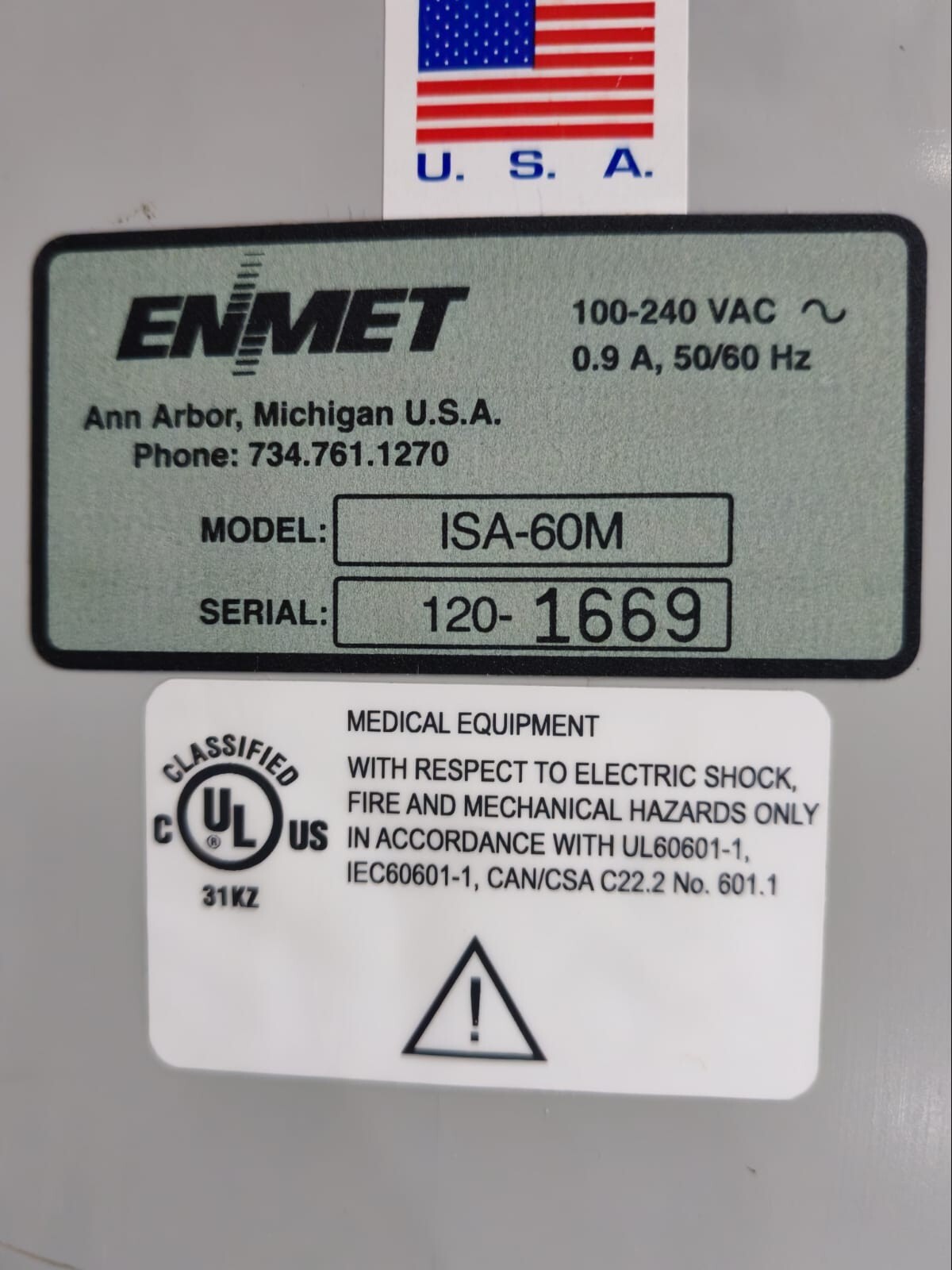 ENMET ISA-60M ENMET ISA-60M V.0.98 GAS OXYGEN MONITOR- TRIED & TESTED 10