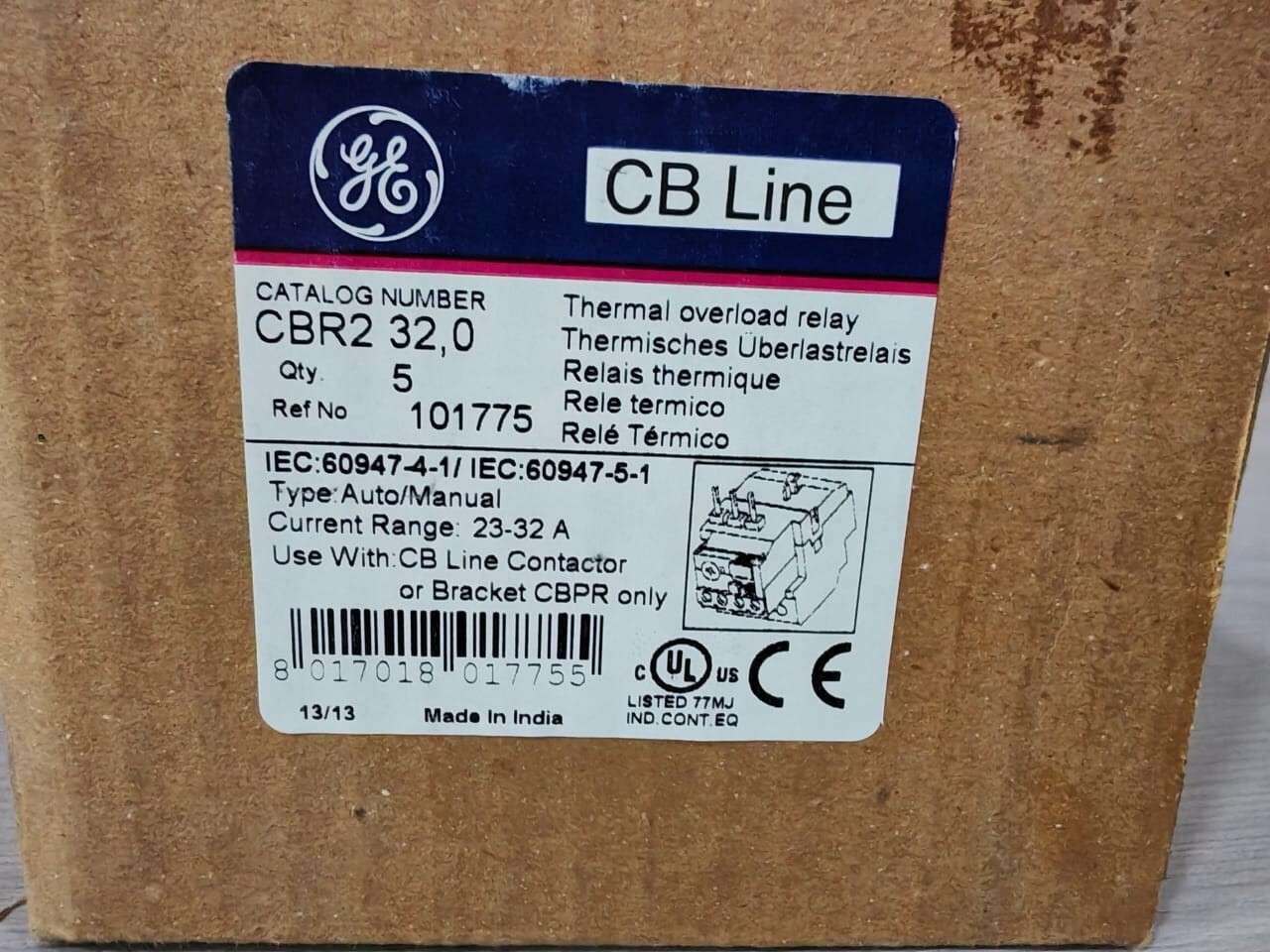 GE 101775 GE CBR2 32,0 THERMAL OVERLOAD RELAY 101775 | 23-32A - PCS. 5