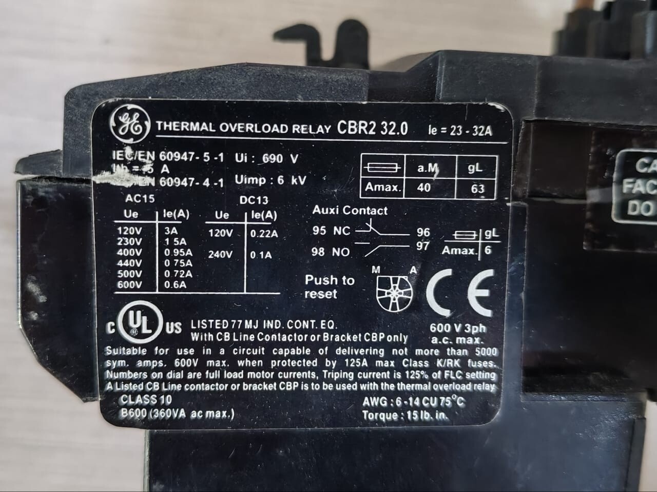 GE 101775 GE CBR2 32,0 THERMAL OVERLOAD RELAY 101775 | 23-32A - PCS. 7