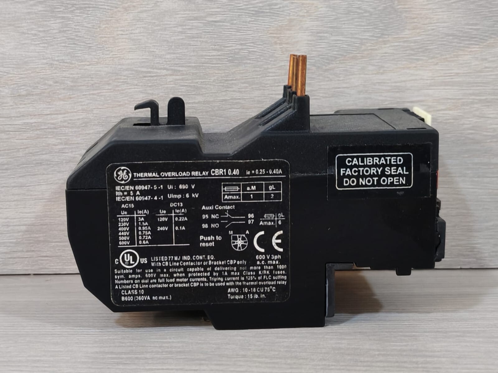 GE 0.40 GENERAL ELECTRIC CBR1 0.40 THERMAL OVERLOAD RELAY 3