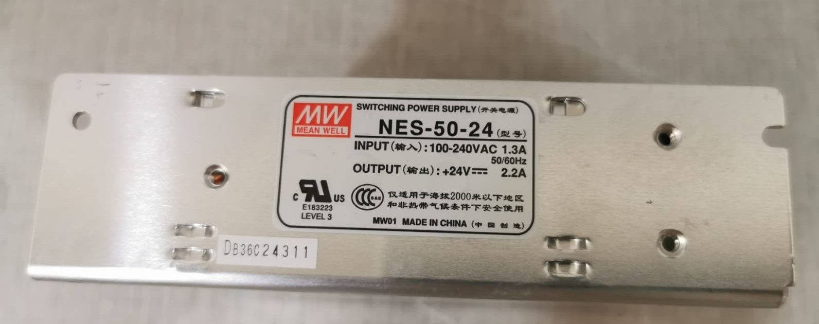 MEAN WELL NES-50-24 MEAN WELL NES-50-24 SWITCHING POWER SUPPLY 100-240VAC 1.3A 50/60Hz 2