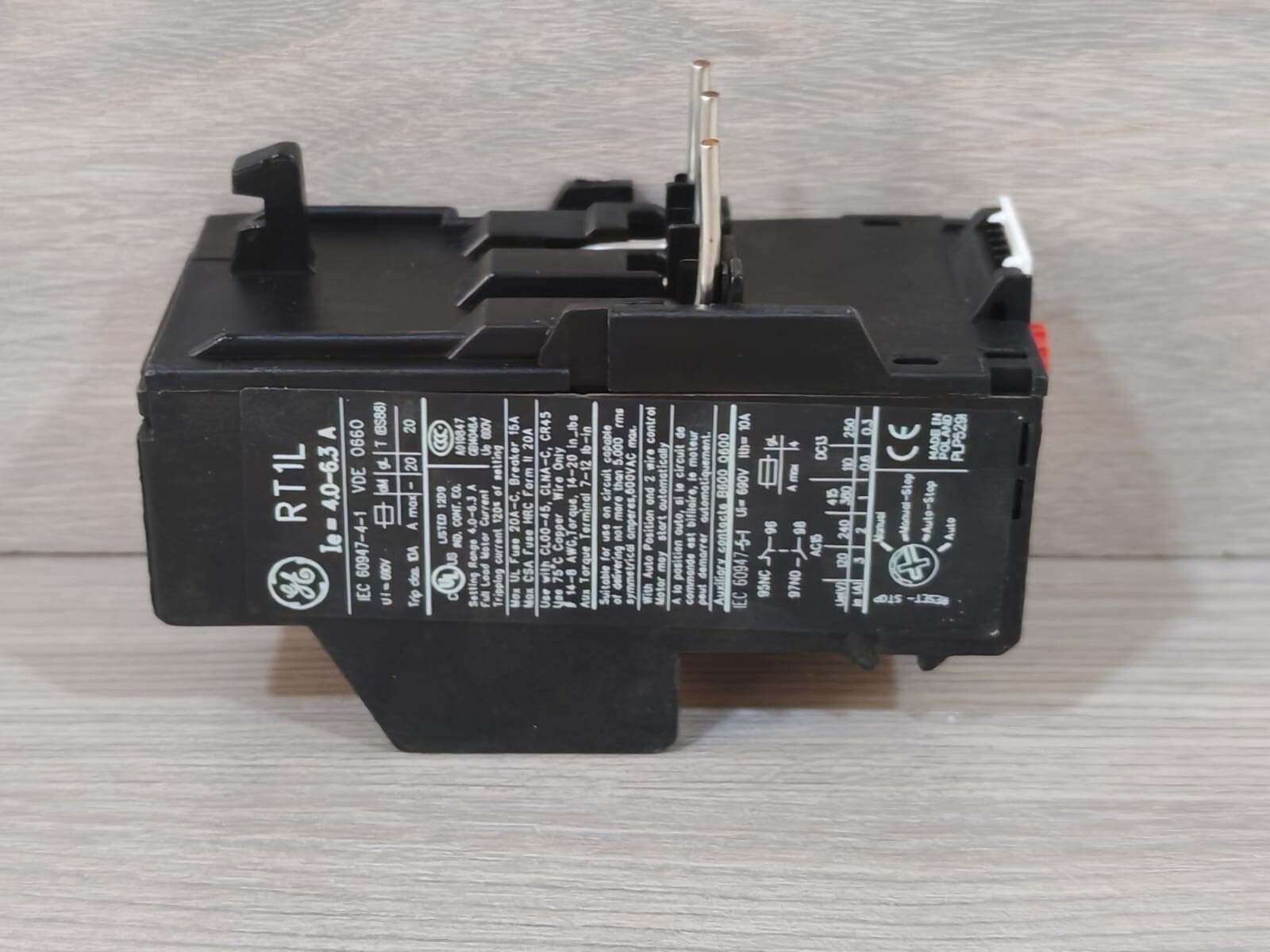 GE AUTO/MANUAL GE RT1L 113708 AUTO/MANUAL 4.0-6.3 A Overload Relay 8