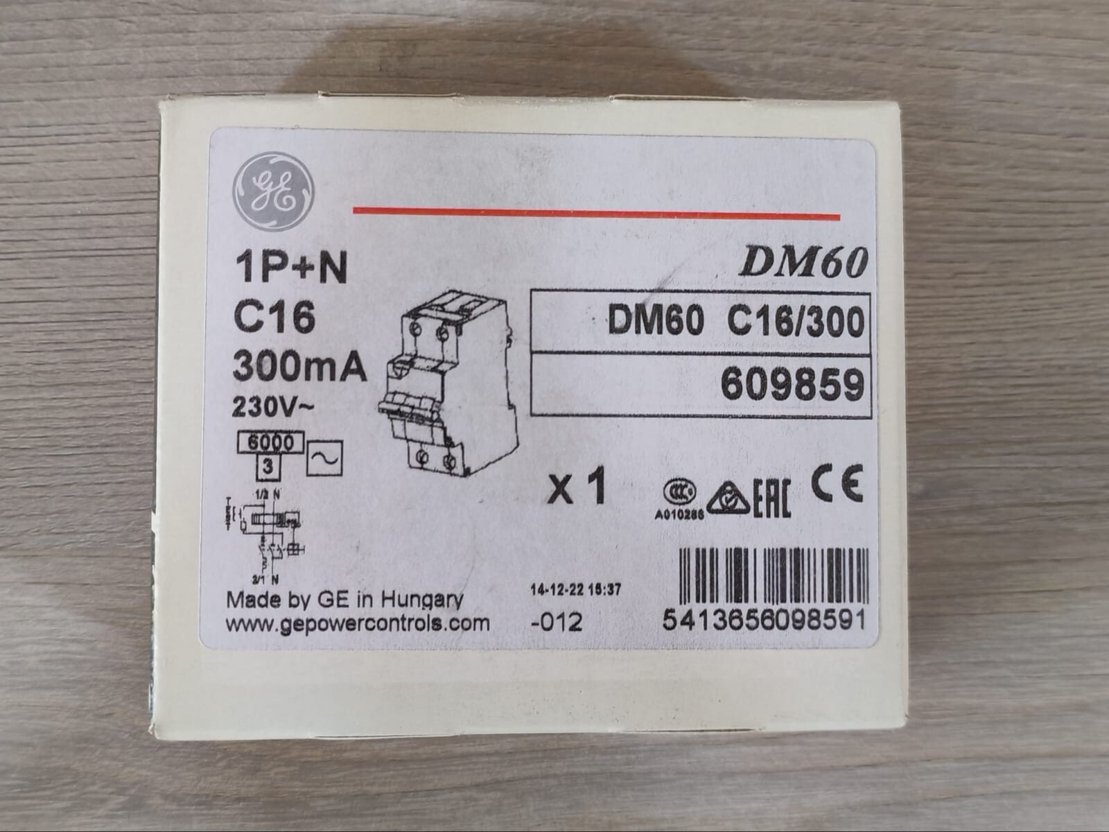 GE DM60 GE DM60 C16/300 Circuit Breaker 1P+N C16 300 mA | 609859 9