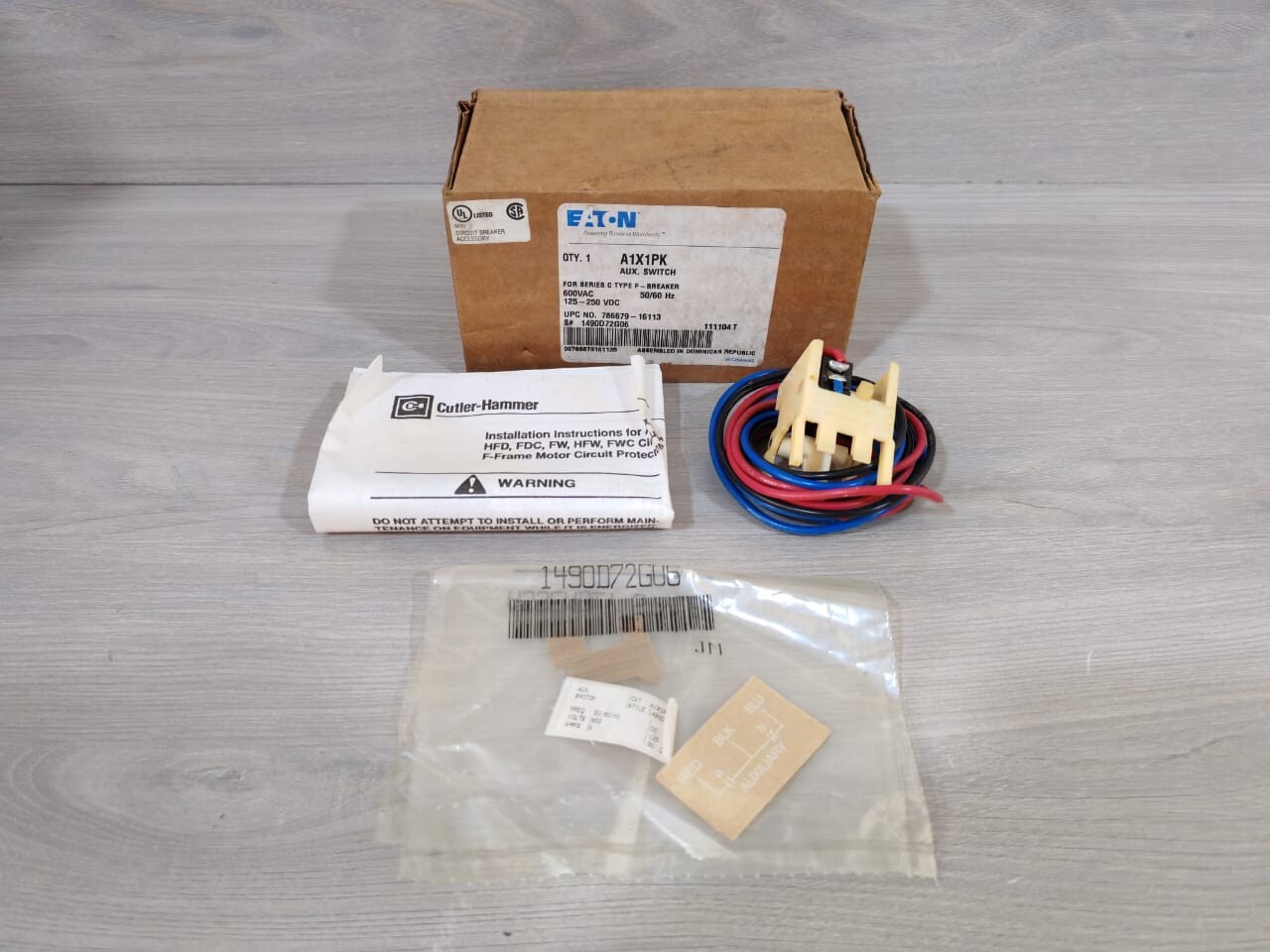 EATON CUTLER-HAMMER A1X1PK AUX SWITCH 1490D72G06