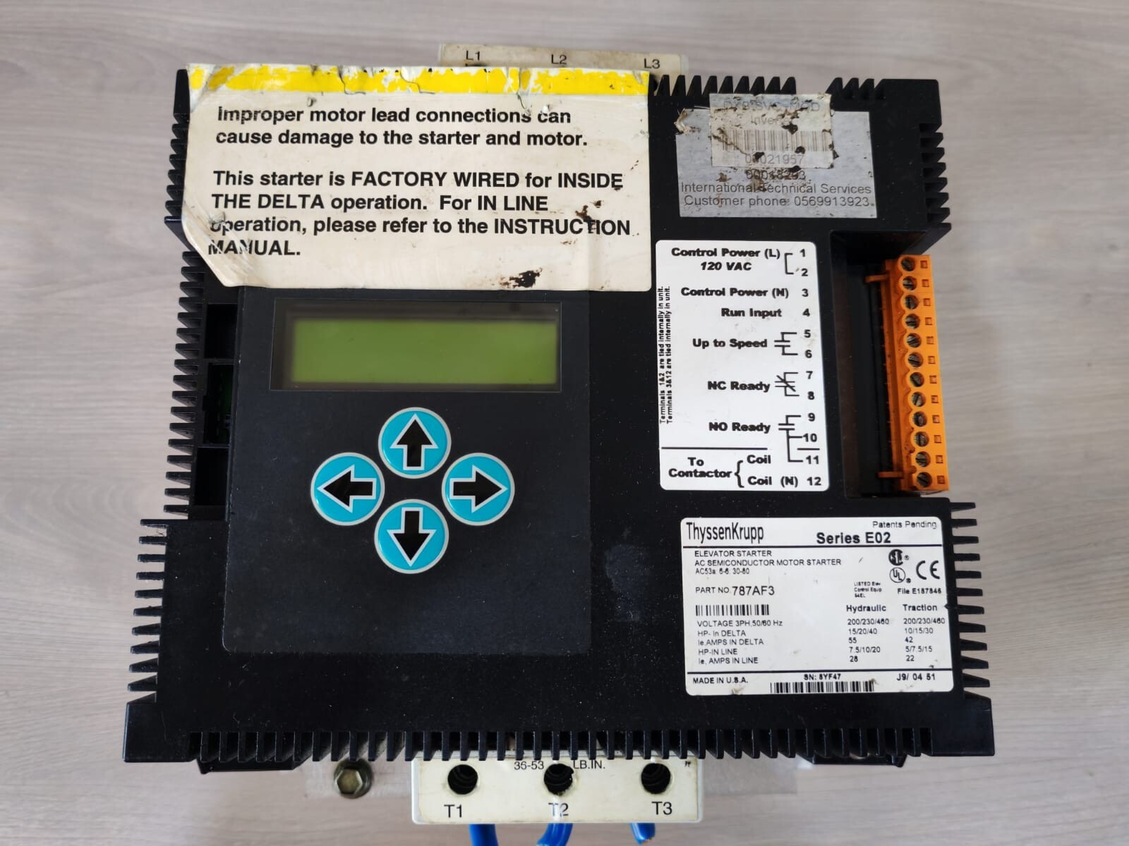 Thyssenkrupp 787AF3 Thyssenkrupp 787AF3 Series E02 ELEVATOR STARTER 3