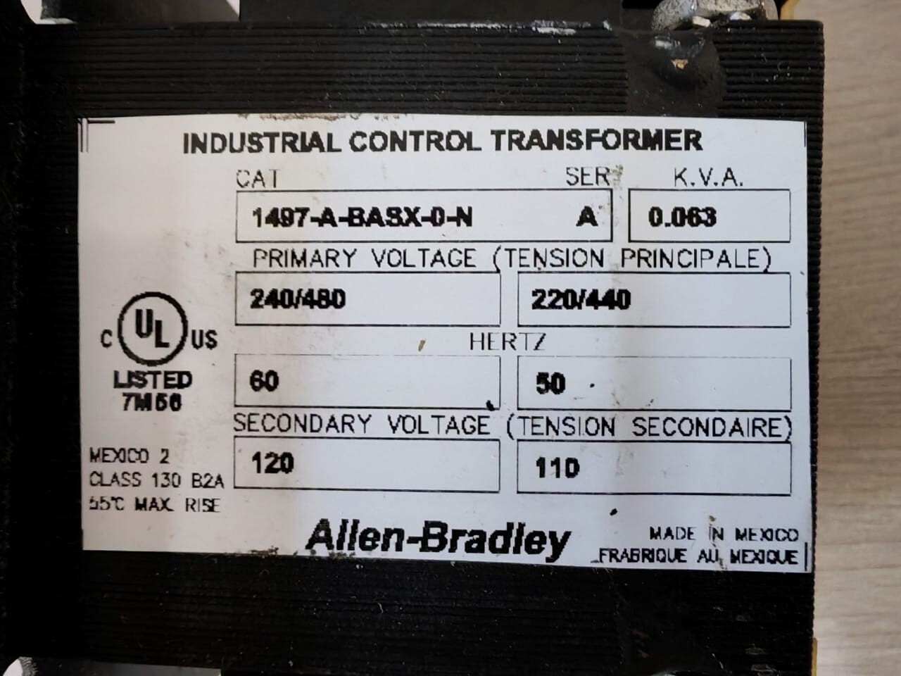 Allen-Bradley 1497-A-BASX-0-N Allen Bradley Industrial Control Transformer 1497-A-BASX-0-N 2