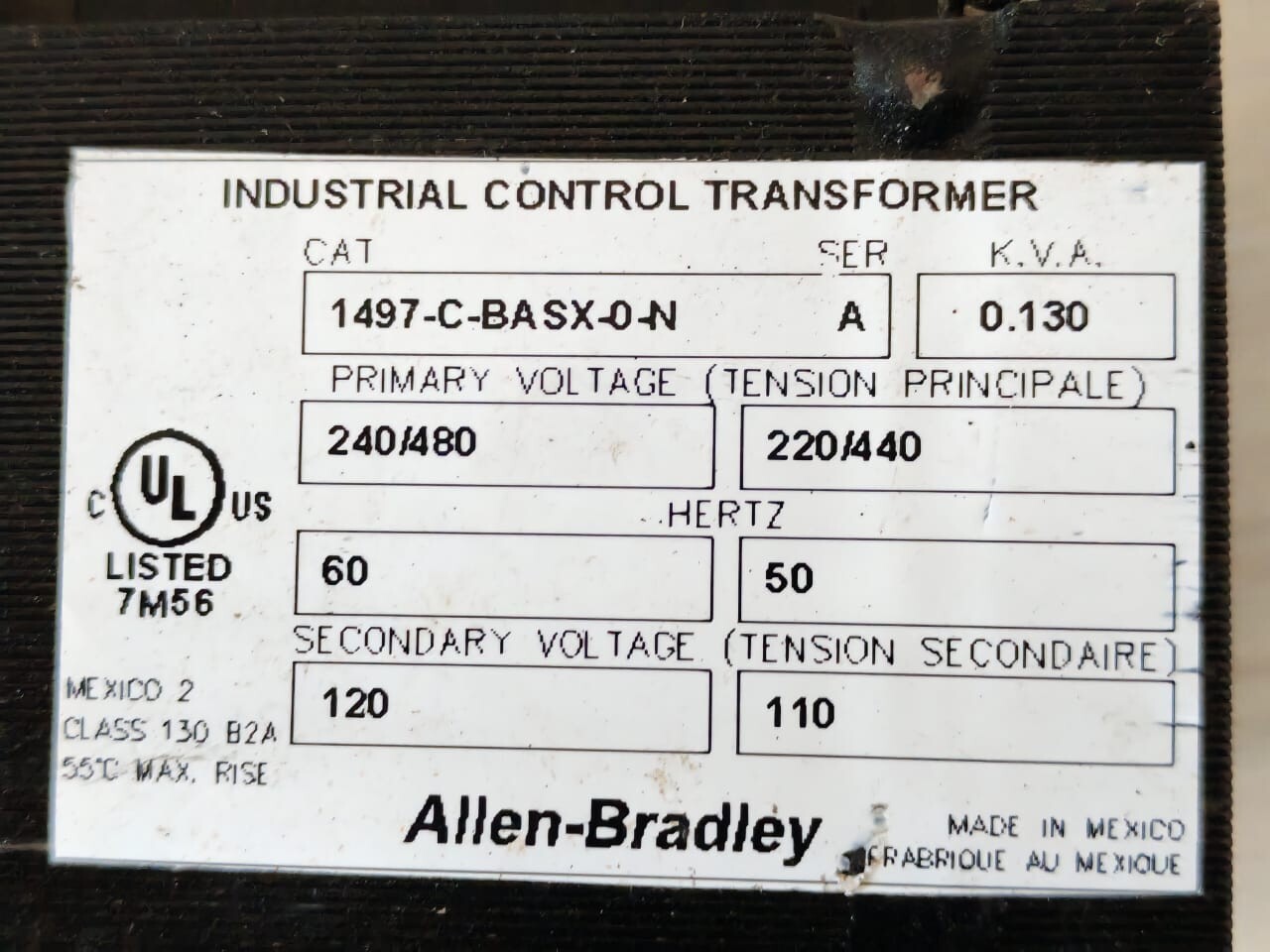 Rockwell Automation 1497-C-BASX-0-N Allen Bradley Industrial Control Transformer 1497-C-BASX-0-N 4