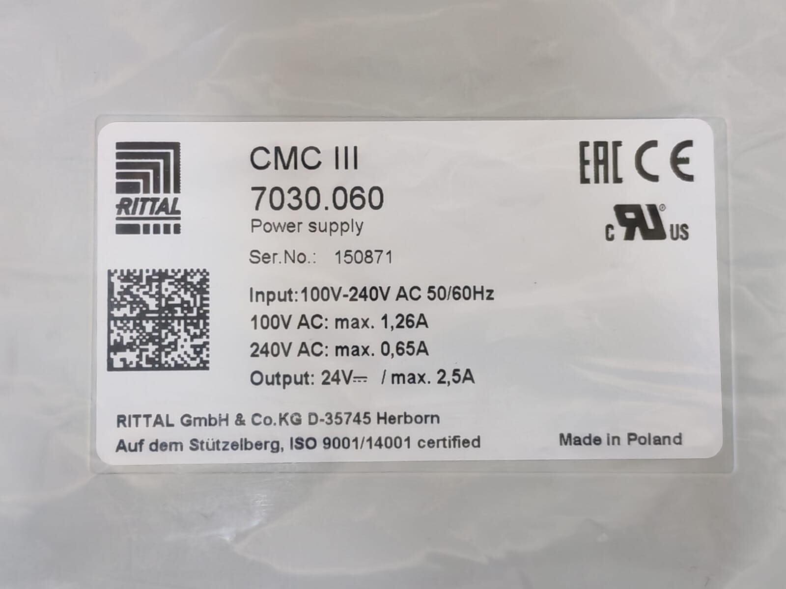 Rittal DK-7030 Rittal DK 7030.060 CMC III POWER PACK FOR PSU CMC III 2