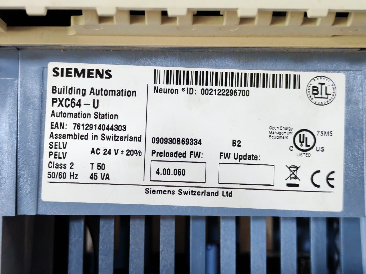 Siemens PXC64-U SIEMENS PXC64-U BUILDING AUTOMATION AC 24V 50/60Hz 45A 8