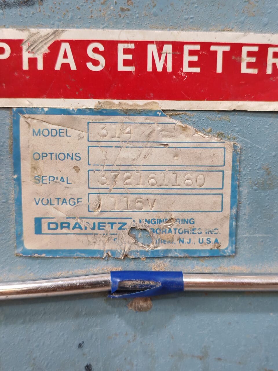 DRANETZ 110VOLTS DRANETZ PHASE ANGLE METER SERIES 314 110VOLTS 3