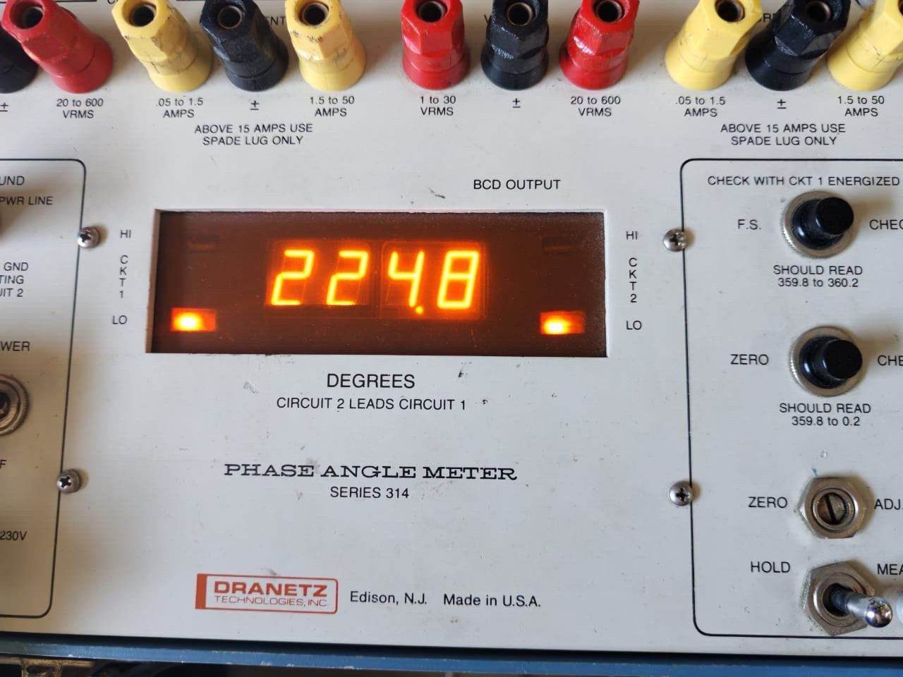 DRANETZ 110VOLTS DRANETZ PHASE ANGLE METER SERIES 314 110VOLTS 6
