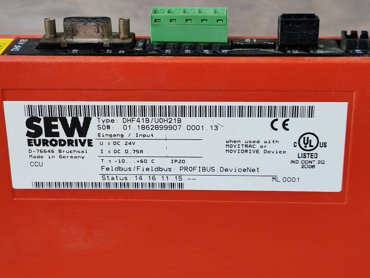 SEW-EURODRIVE DHF41B/U0H21B CCU SEW EURODRIVE DHF41B/U0H21B CCU INDUSTRIAL CONTROLLER 24V 10