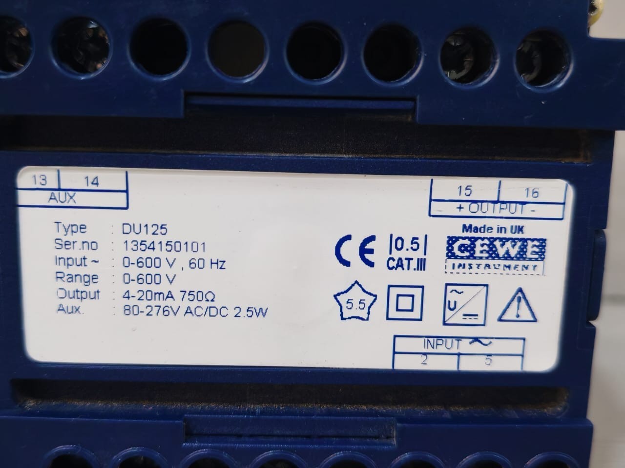CEWE DU125 CEWE DU125 Discrete Transducer 0-600 V, 60 Hz 2