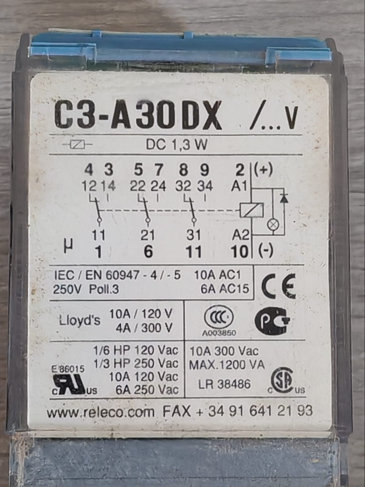 Releco C3-A30DX Releco MR-C C3-A30DX DIN Rail Relay Socket 5
