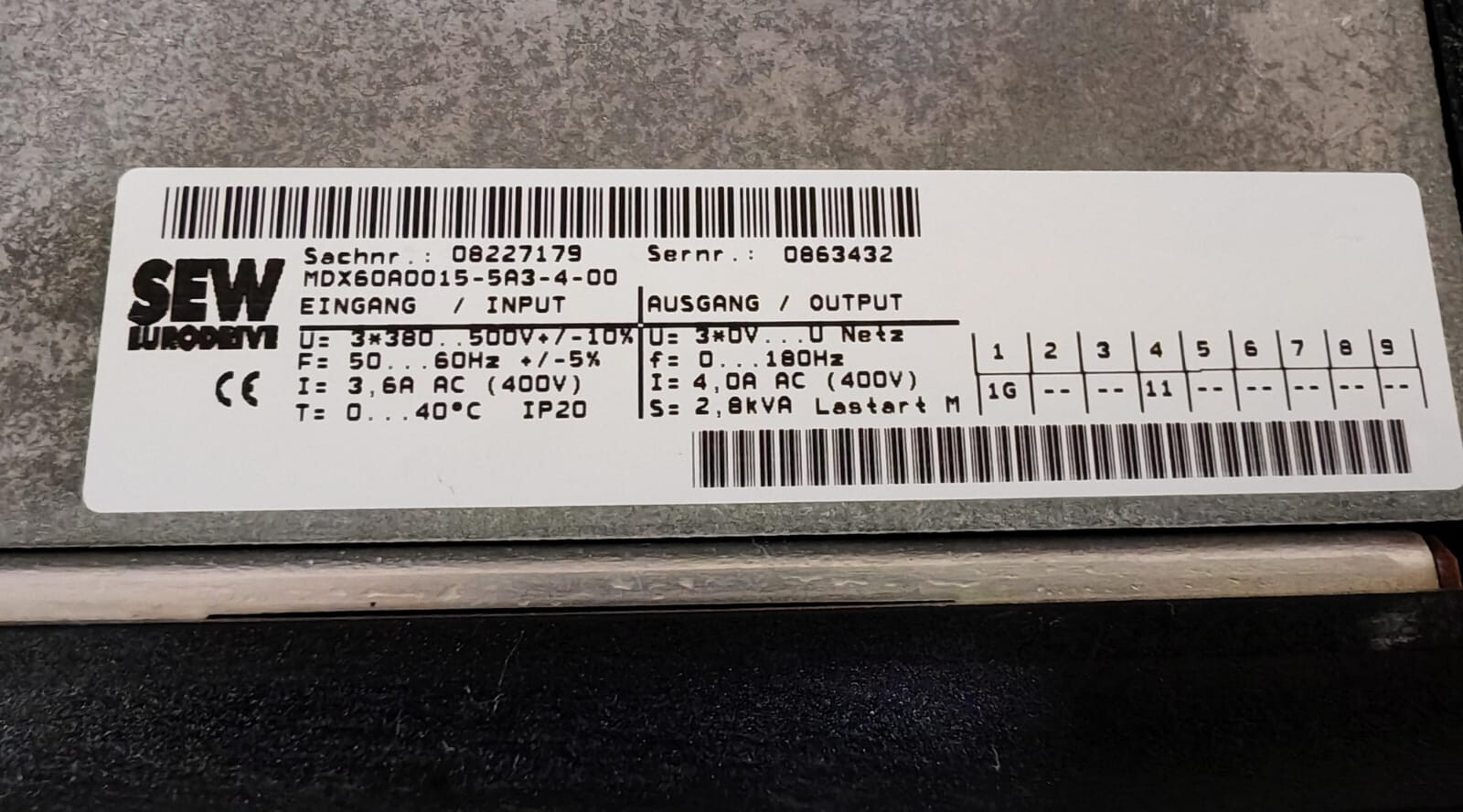 SEW Eurodrive MDX61B0015-5A3-4-00 SEW EURODRIVE MDX61B0015-5A3-4-00 / MDX61B-00 MOVIDRIVE 8
