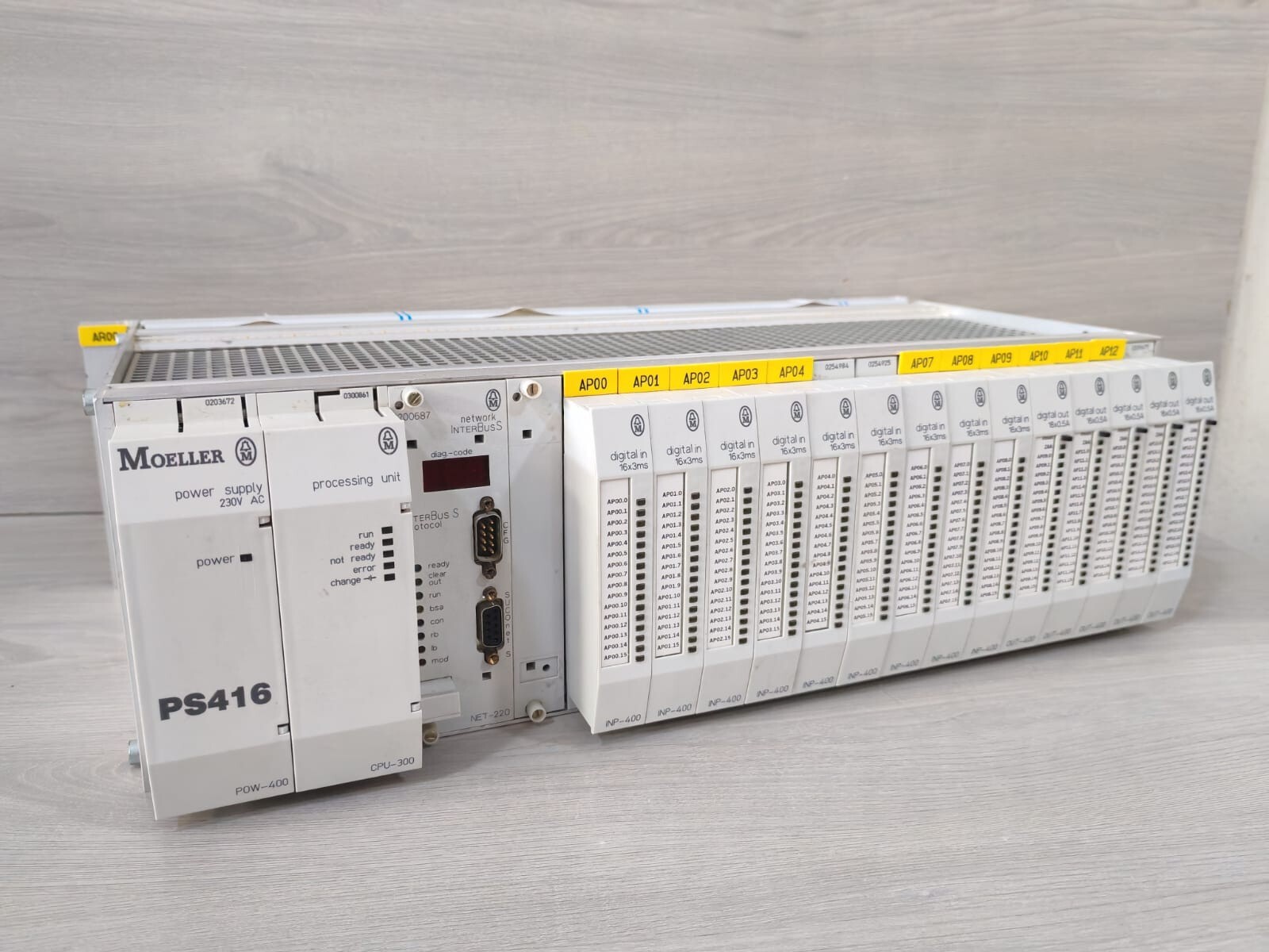 Moeller P0W-400/CPU-300/ NET-220/ INP-400/ OUT-400 MOELLER PS416 P0W-400/CPU-300/ NET-220/ INP-400/ OUT-400 POWER SUPPLY 230VAC 3
