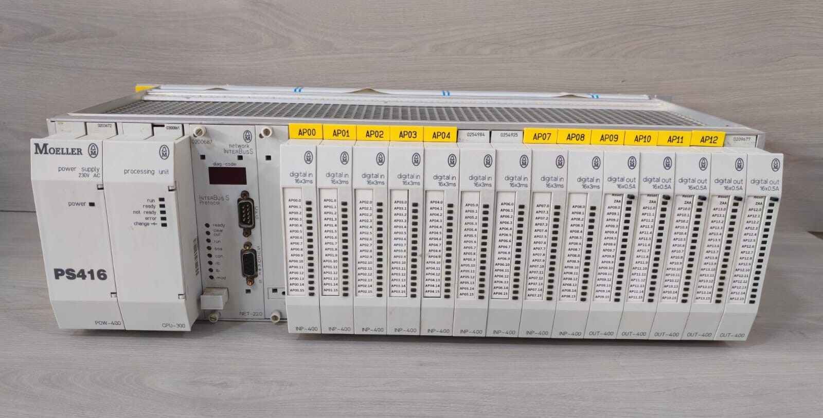 MOELLER PS416 P0W-400/CPU-300/ NET-220/ INP-400/ OUT-400 POWER SUPPLY 230VAC