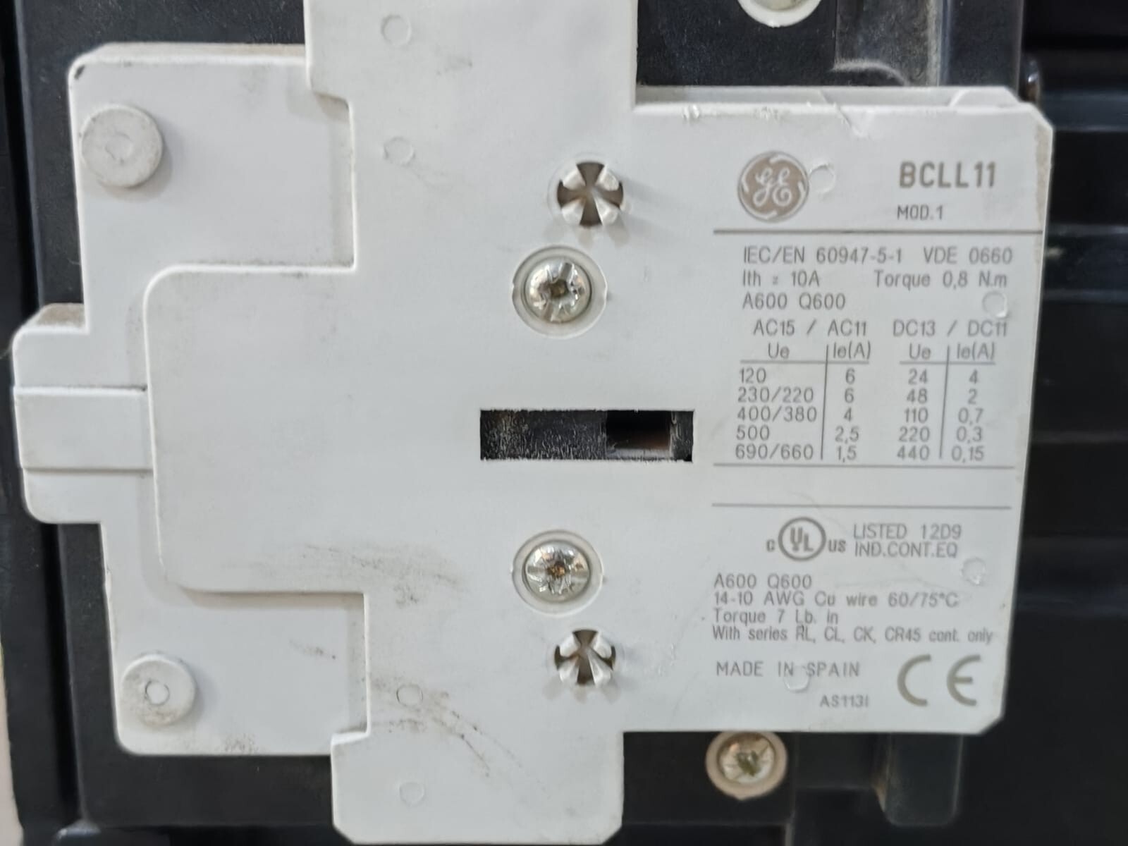 GENERAL ELECTRIC CK85BE300 GENERAL ELECTRIC CK85BE300 175A 500VAC 50/60Hz CONTRACTOR 9