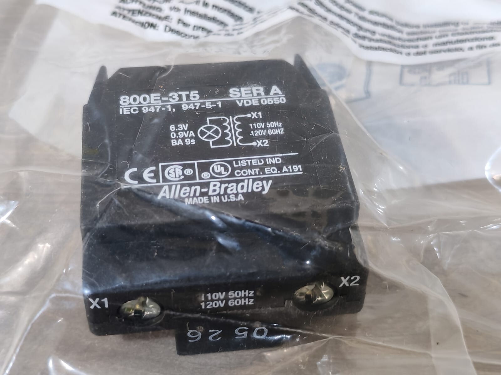 Allen-Bradley 800E-3T5 Allen-Bradley 800E-3T5 Transformer Module 5