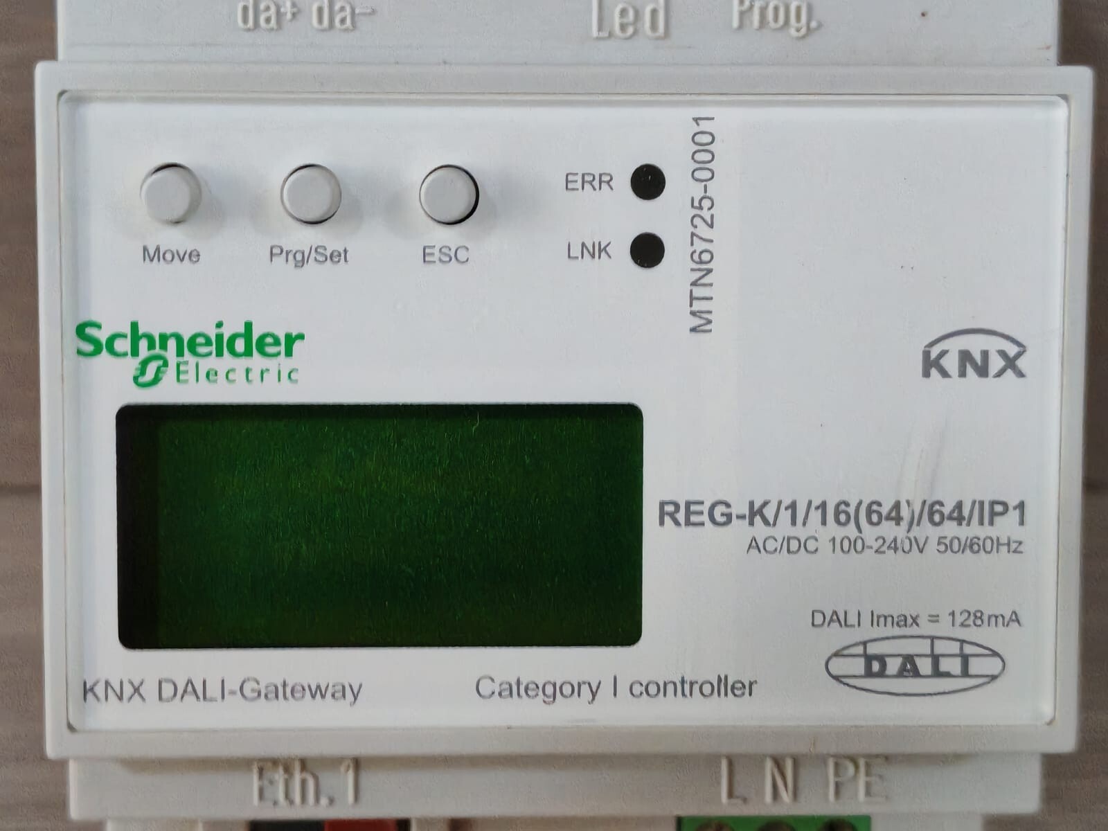 Schneider Electric MTN6725-0001 SCHNEIDER ELECTRIC MTN6725-0001 KNX DALI-GATEWAY REG-K/1/16(64)/64/IP1 100-240V 3