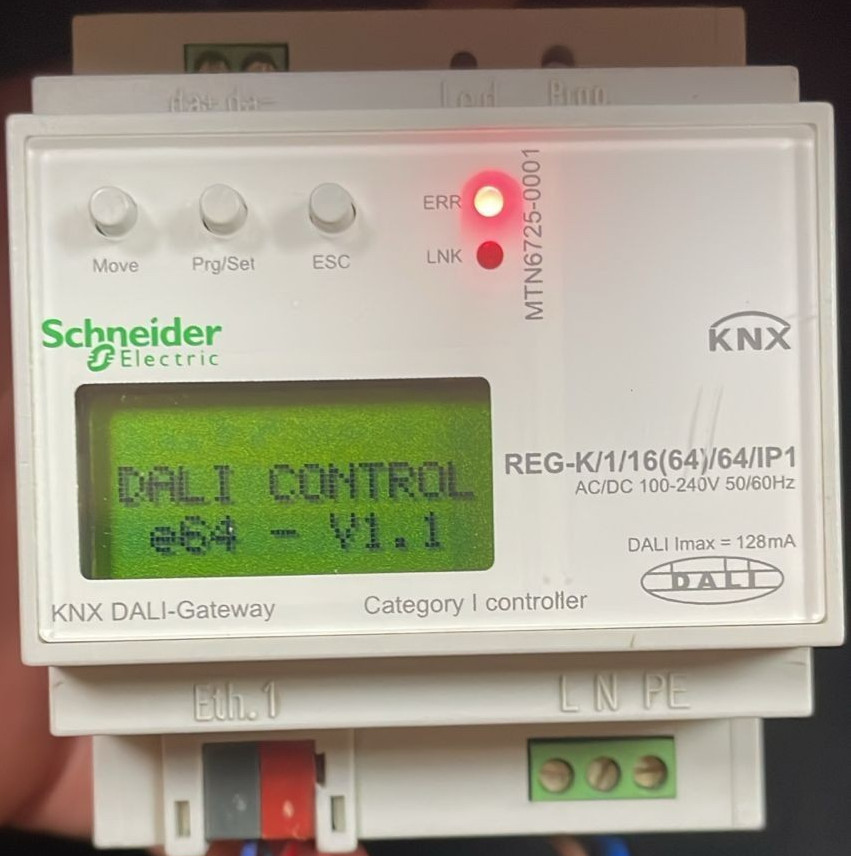 SCHNEIDER ELECTRIC MTN6725-0001 KNX DALI-GATEWAY REG-K/1/16(64)/64/IP1 100-240V