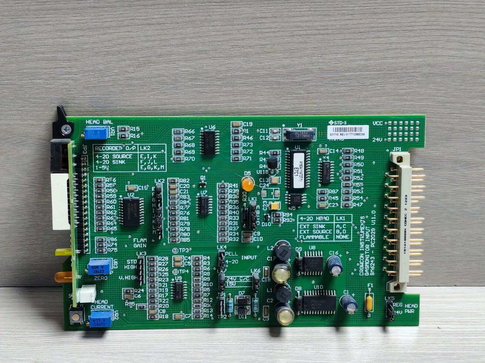 CROWCON INSTRUMENTS SM6243-PC2029 V11.0 GASMONITOR INPUT PCB BOARD