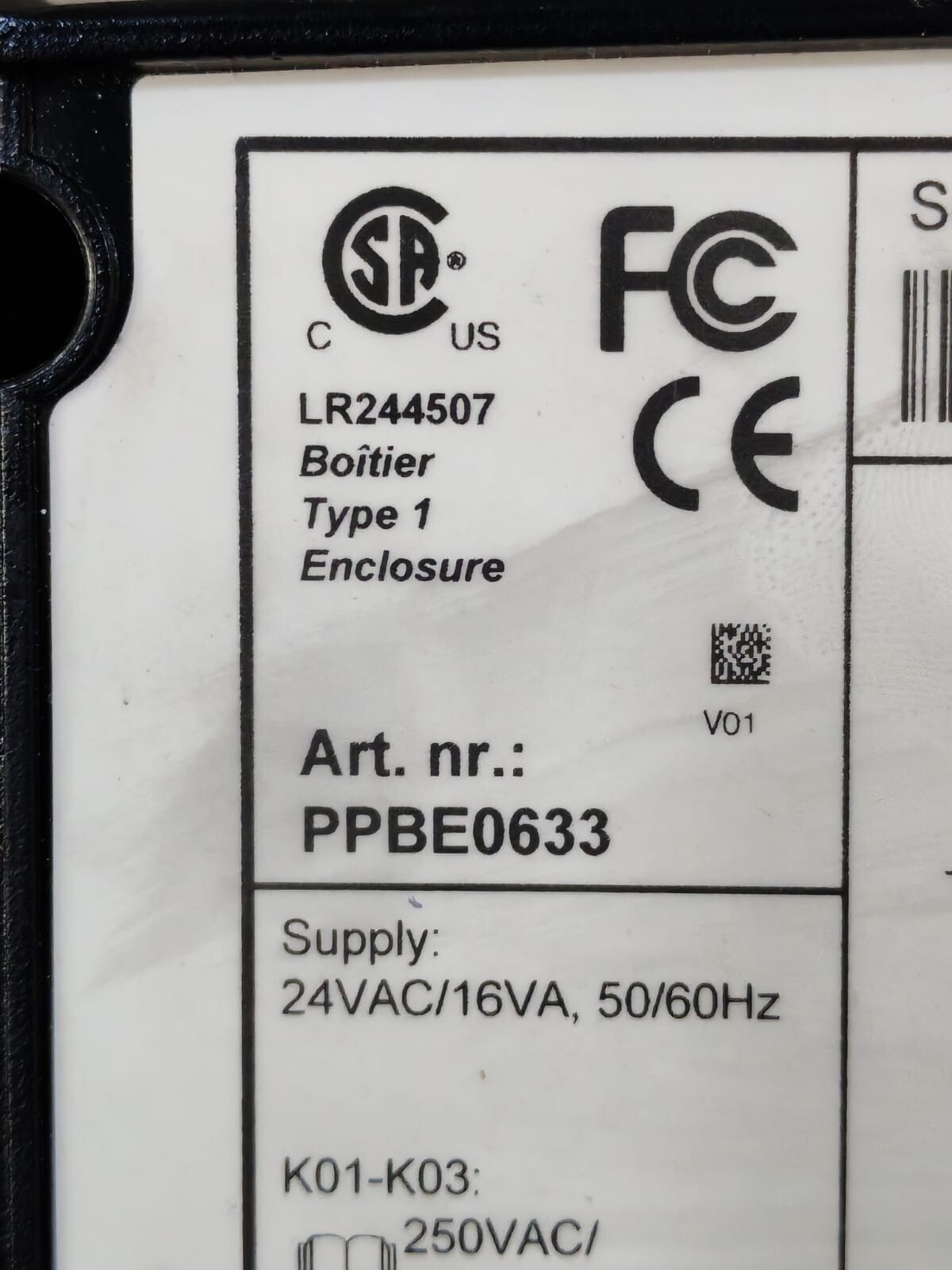 Atlas Copco PPBE0633 ATLAS COPCO ART.NR.;PPBE0633 24VAC/16A 50/60Hz 2