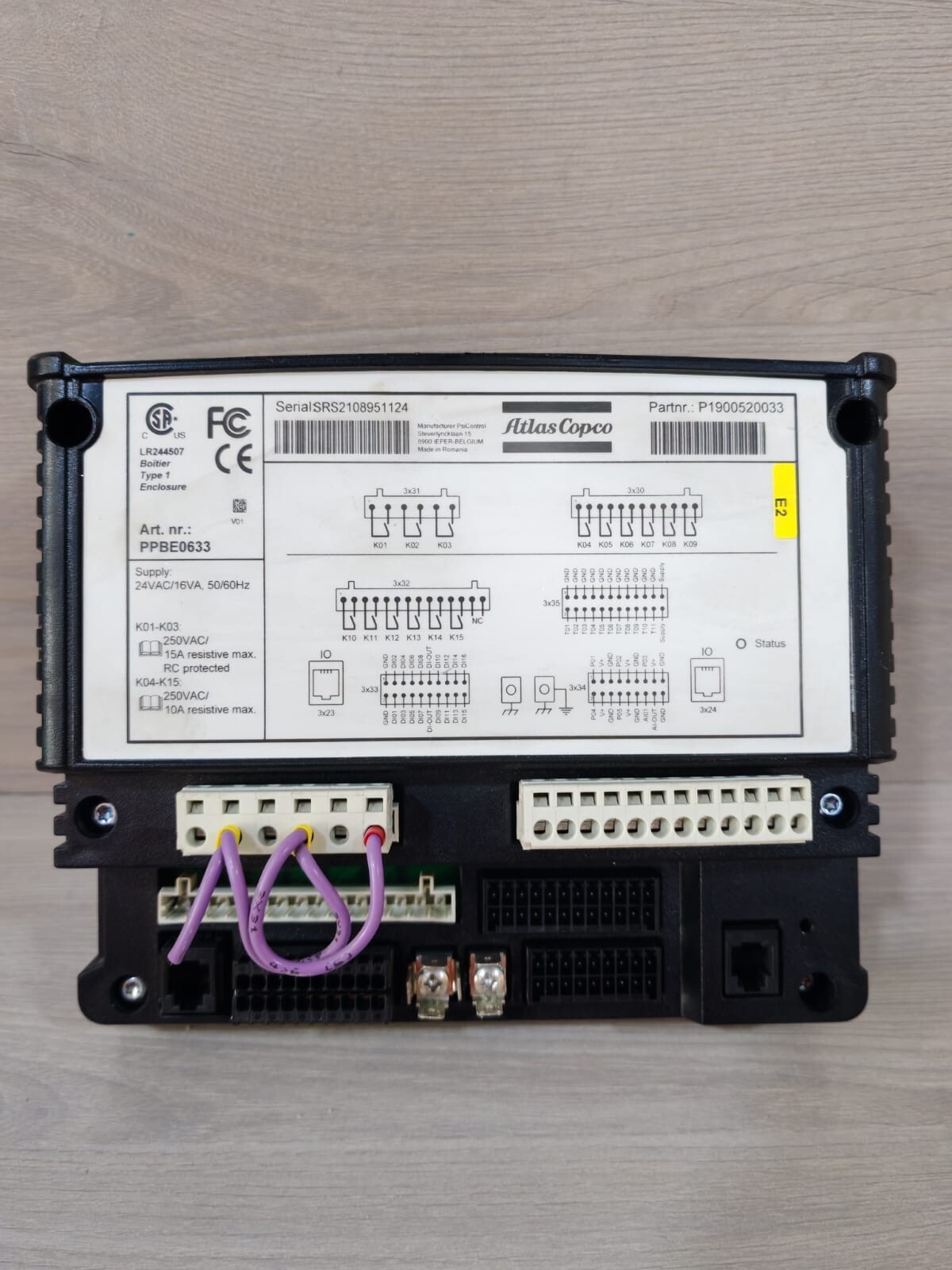 ATLAS COPCO ART.NR.;PPBE0633 24VAC/16A 50/60Hz