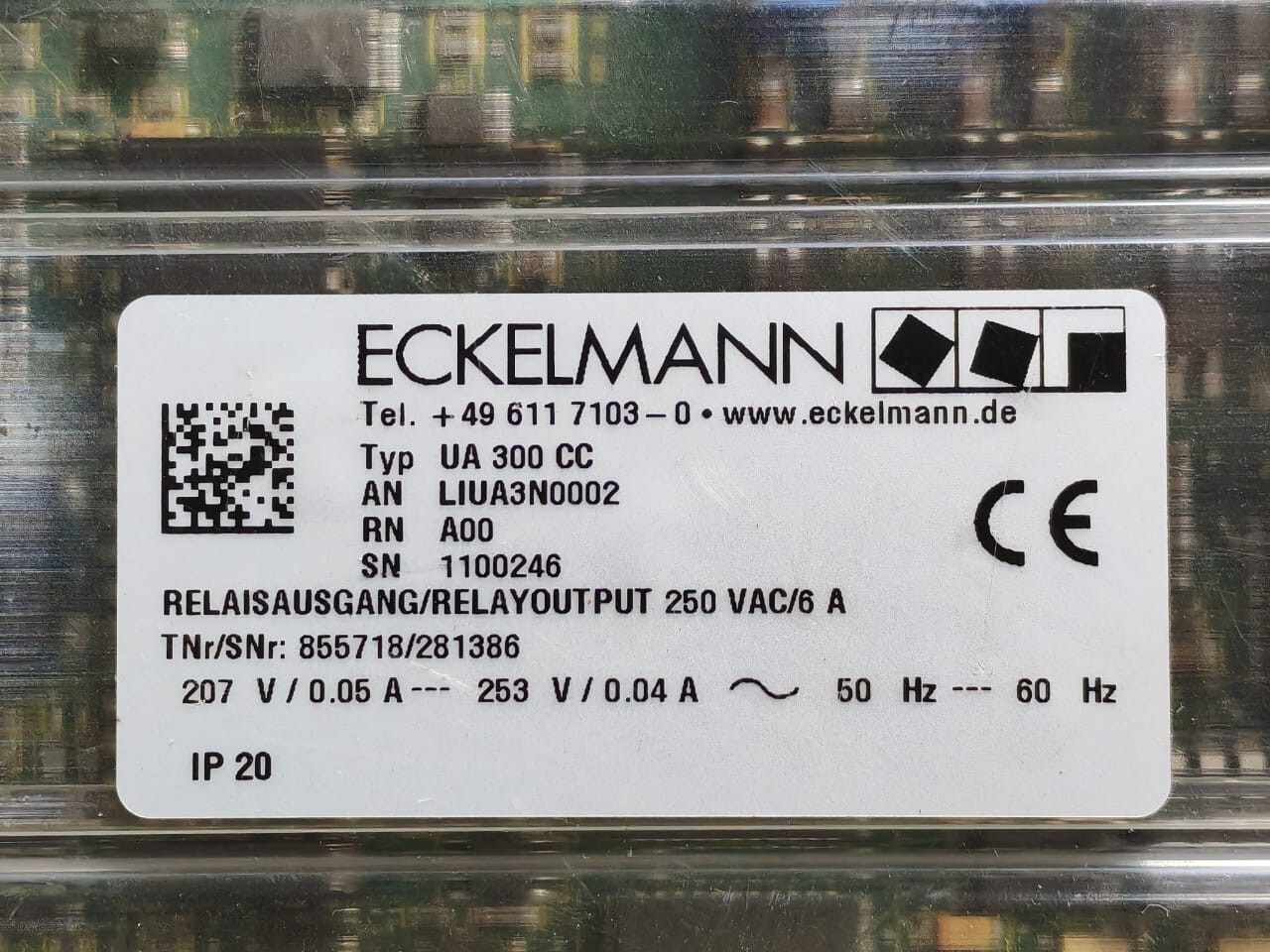 ECKELMANN UA-300 ECKELMANN UA 300 CC REFRIGERATION CONTROLLER ART 250VAC 2