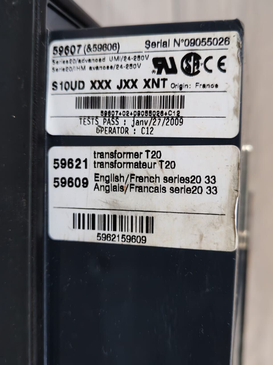 Schneider Electric 59607 S10UD XXX JXX XNT SCHNEIDER ELECTRIC SEPAM 59607 S10UD XXX JXX XNT UNIT MODULE 5