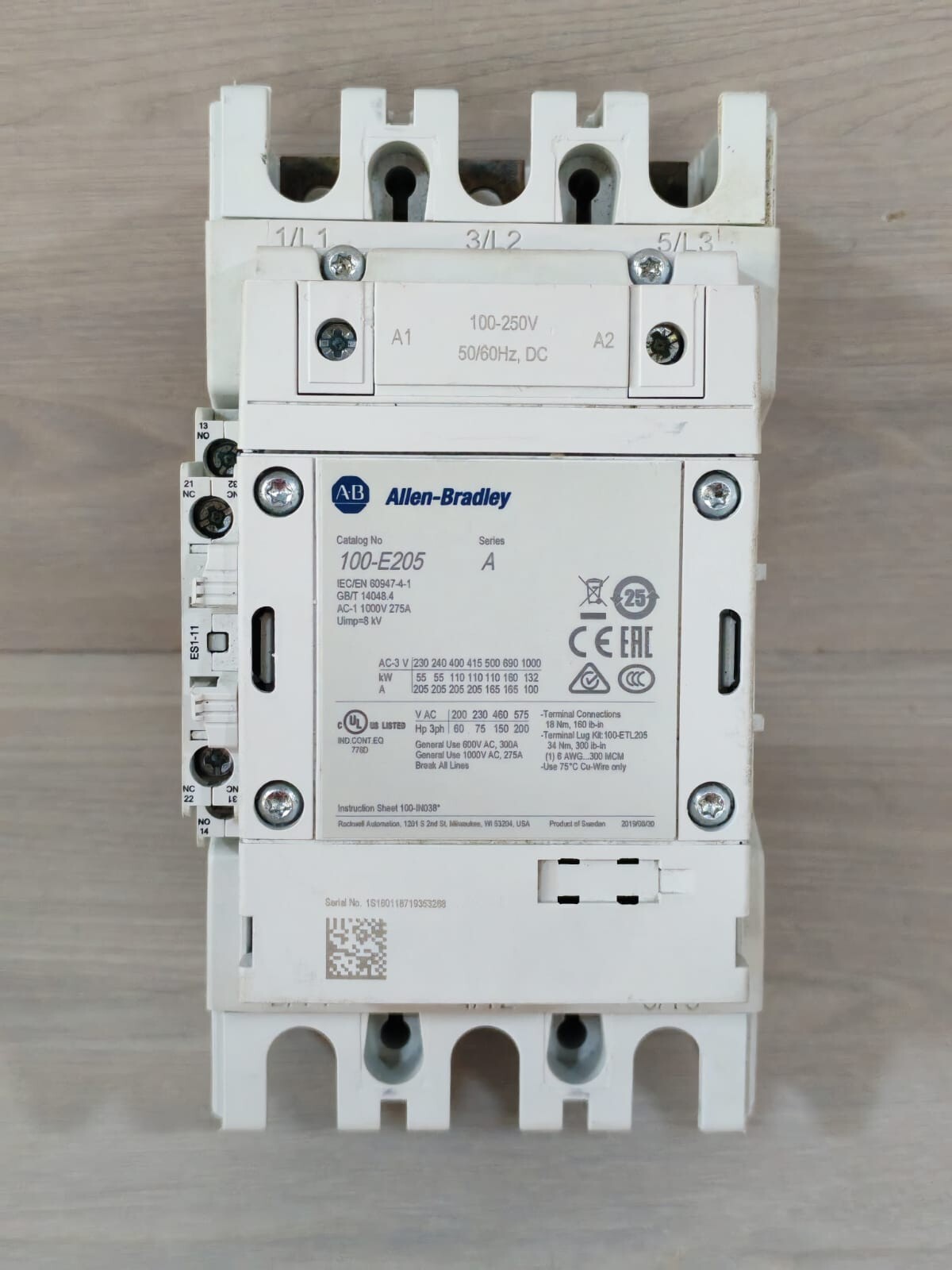 ALLEN BRADLEY 100-E205 SER.A 3-POLE DIRECT ONLINE CONTRACTOR