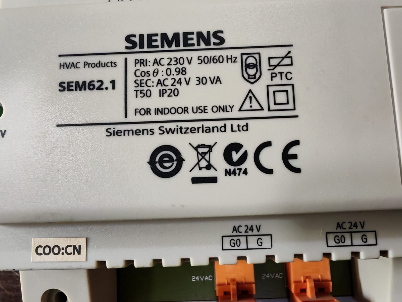 Siemens SEM62.1 SEM62.1 SIEMENS AC 230V 50/60Hz HVAC TRANSFORMER 2
