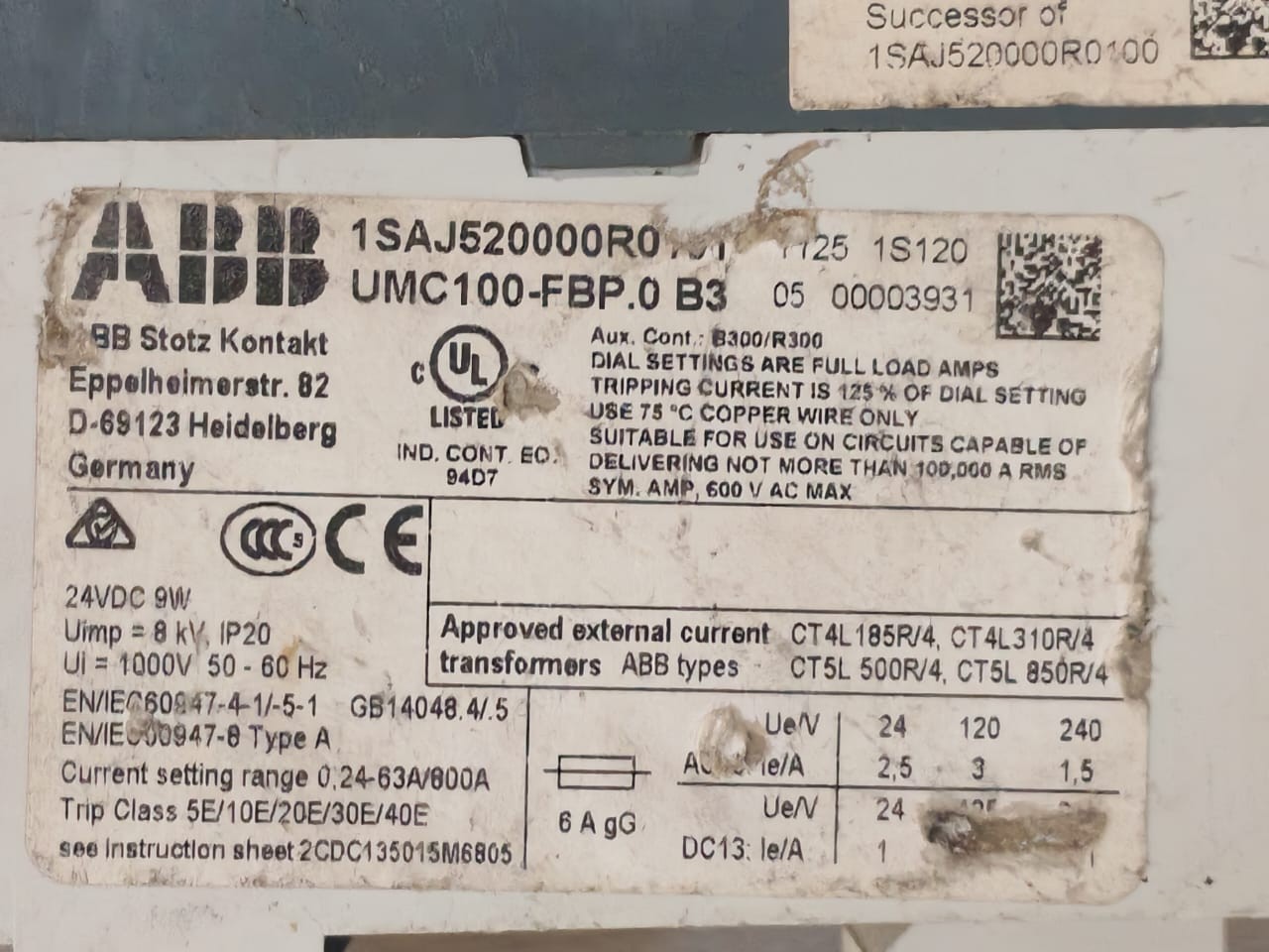 ABB 1SAJ520000R0101 ABB 1SAJ520000R0101 UMC100-FBP.0 B3 UNIVERSAL MOTOR CONTROL 24VDC 9W 7