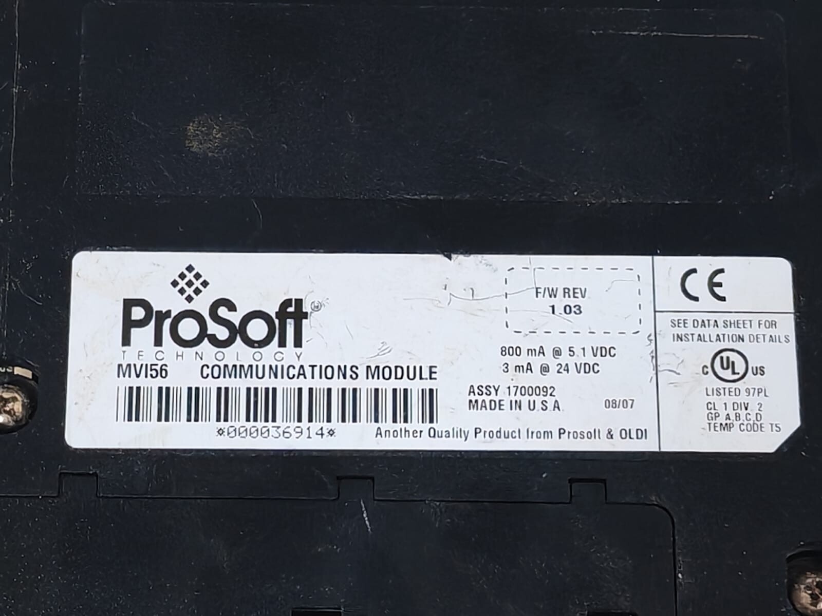PROSOFT 1300812 PROSOFT MVI56 COMMUNICATIONS MODULE 1300812 3
