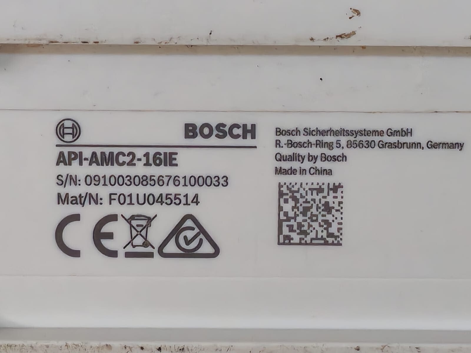 Bosch BOSCH-16 Bosch 16 Input Extension Board, API-AMC2-16IE Mat/N: F01U045514 3