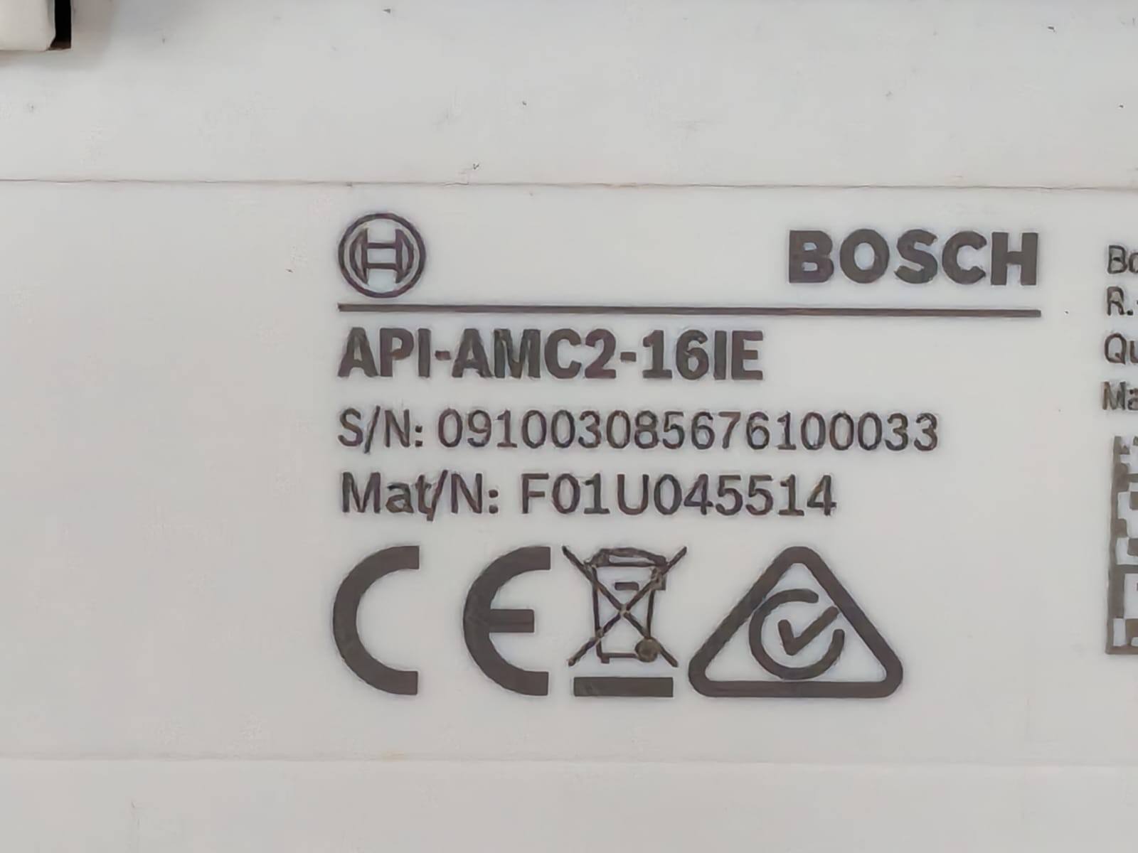 Bosch BOSCH-16 Bosch 16 Input Extension Board, API-AMC2-16IE Mat/N: F01U045514 4