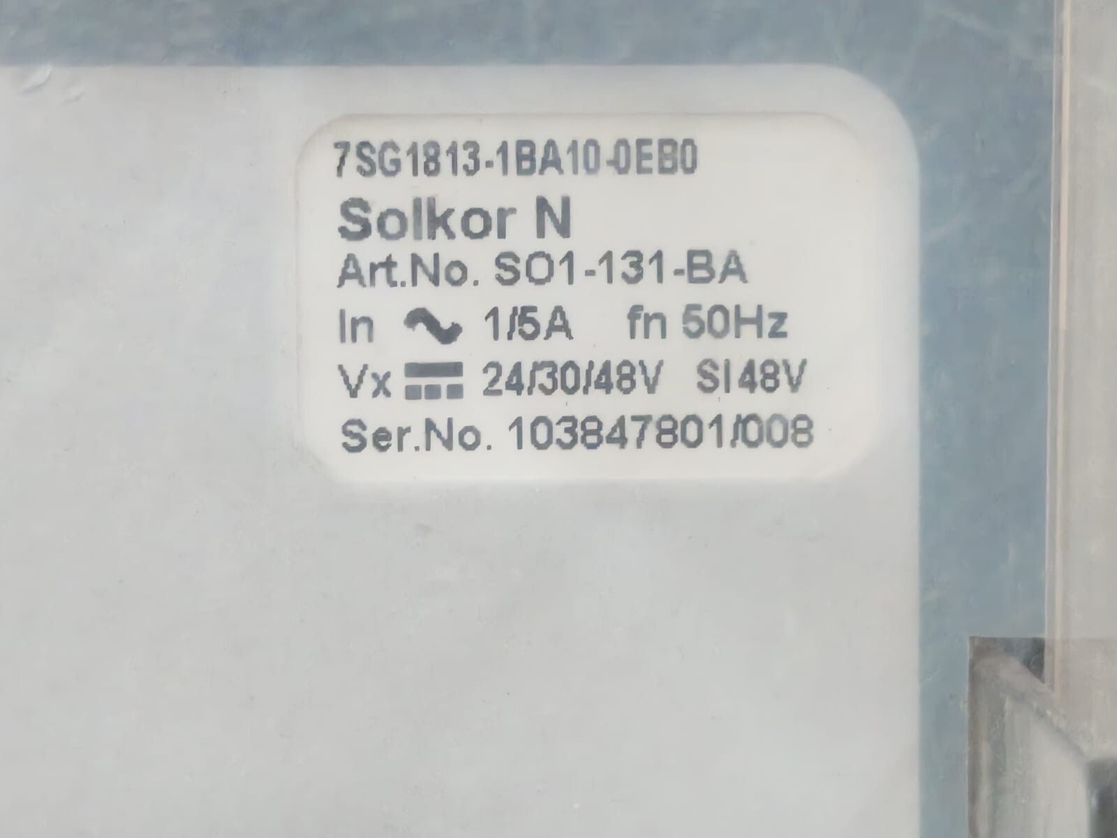 Siemens 7SG1813-1BA10-0EB0 SIEMENS 7SG1813-1BA10-0EB0 DIFFERENTIAL RELAY 7