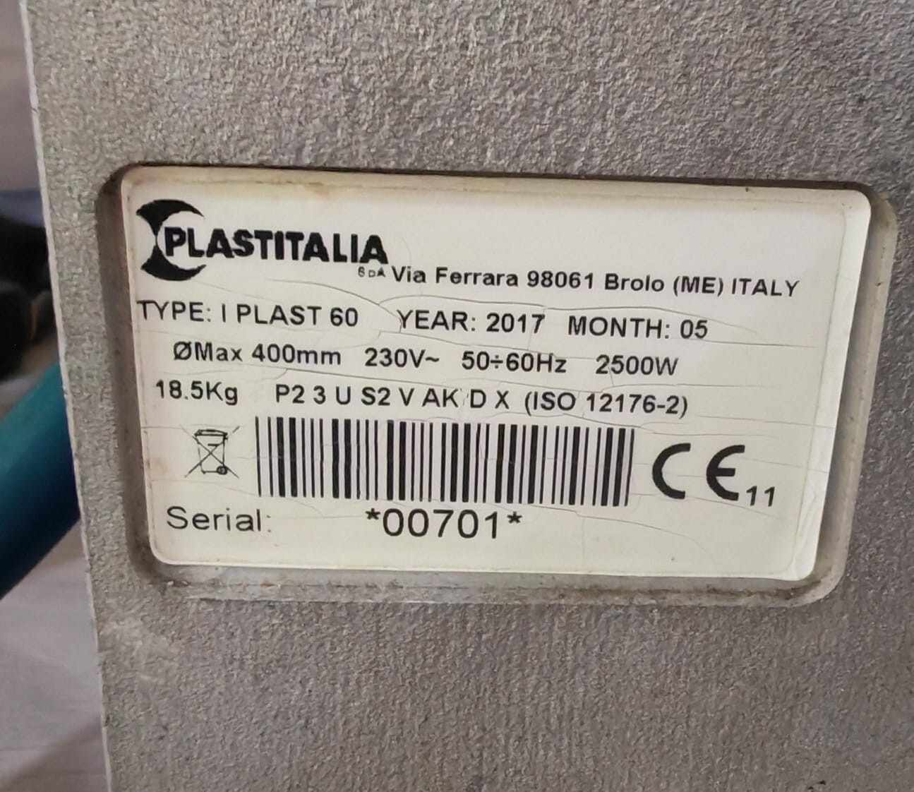 PLASTITALIA PLAST-60 PLASTITALIA I PLAST 60 ELECTROFUSION MACHINE 8