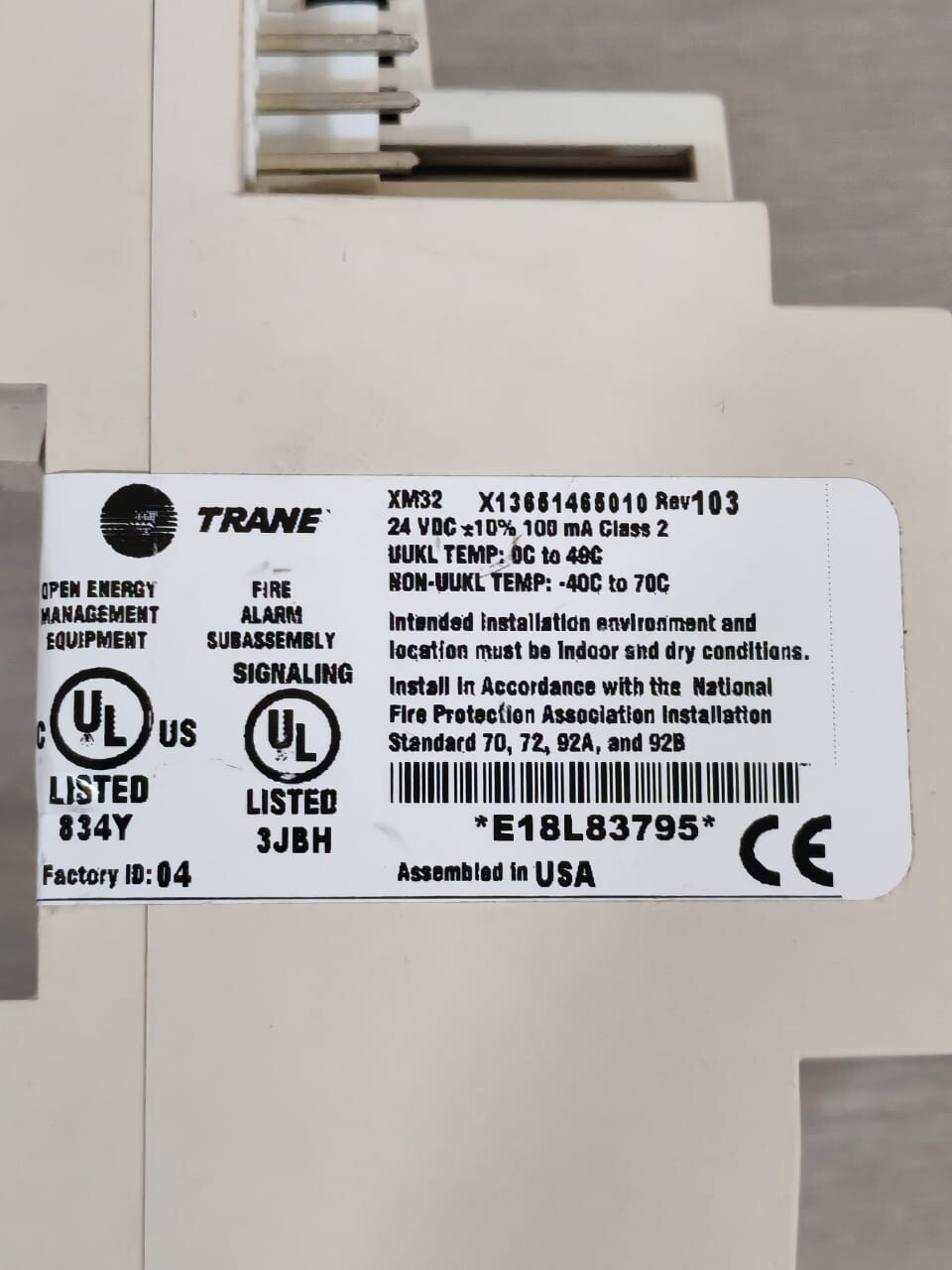 Trane X13651465010 REV.103 TRANE XM32 X13651465010 REV.103 24VDC EXPANSION MODULE 8