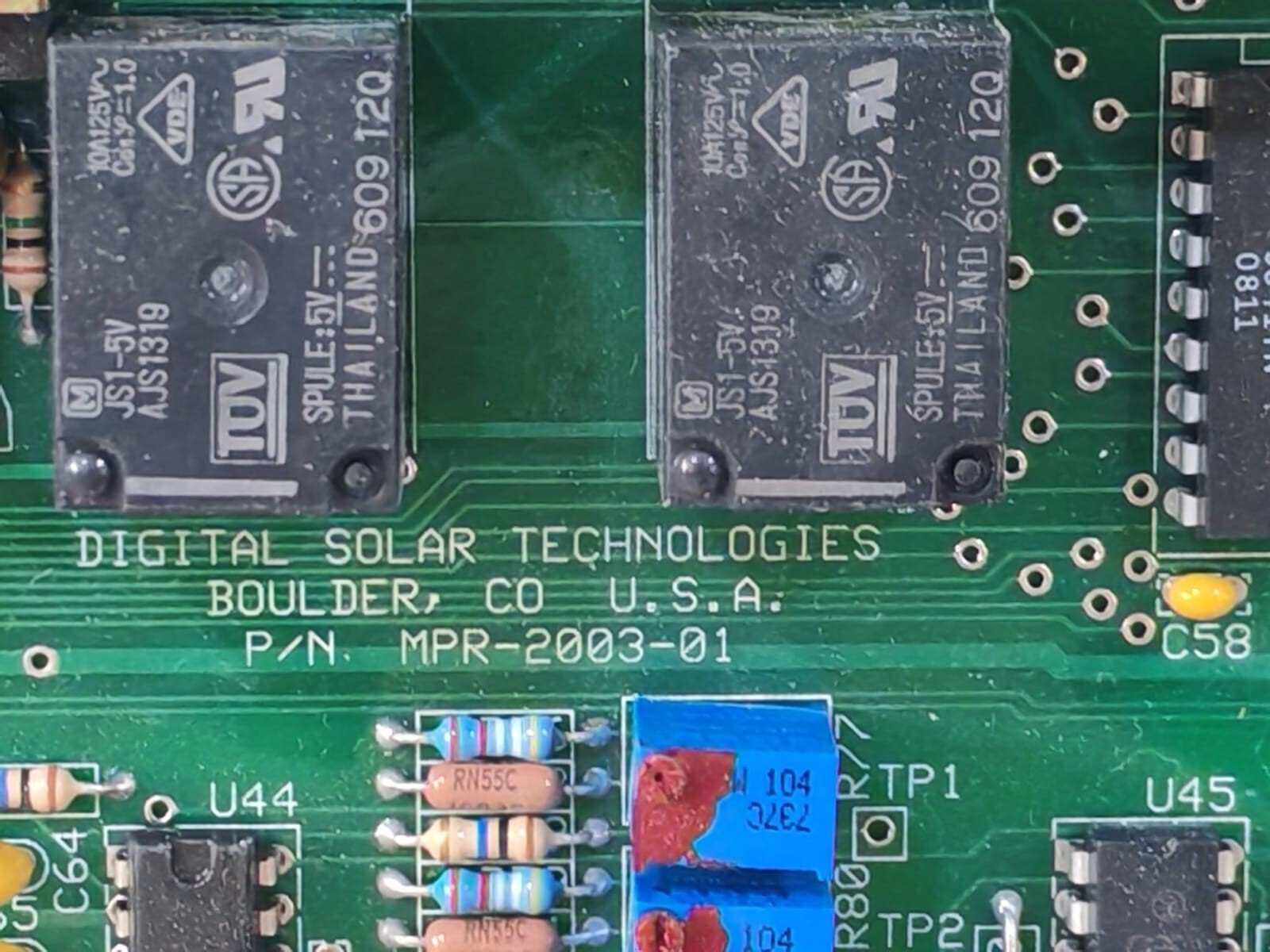 DIGITAL SOLAR TECHNOLOGIES MPR-2003-01 DIGITAL SOLAR TECHNOLOGIES BOULDER MPR-2003-01 PCB BOARD 2