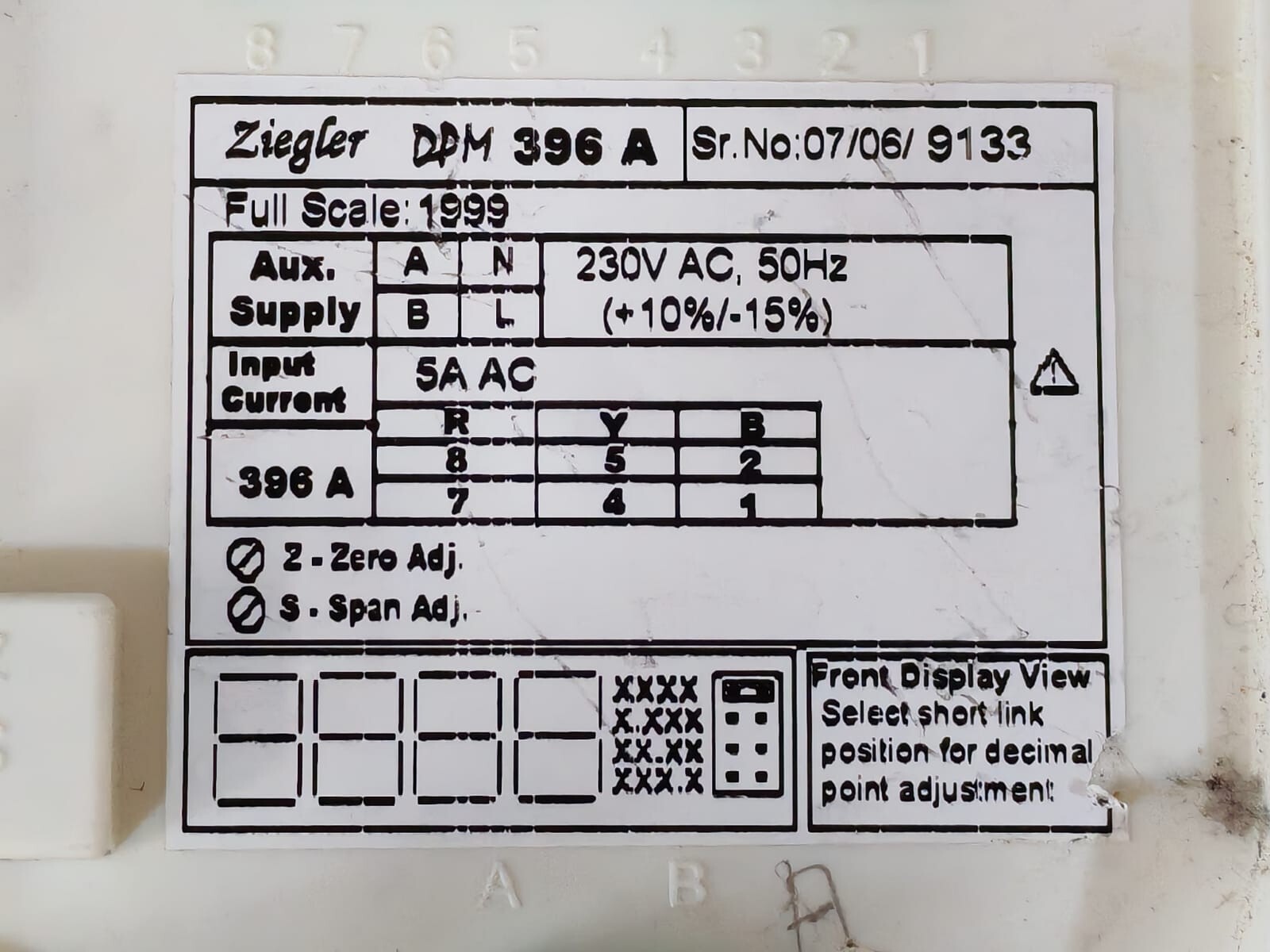 Ziegler DPM396A Ziegler DPM396A AC Voltmeter DPM 396A 3