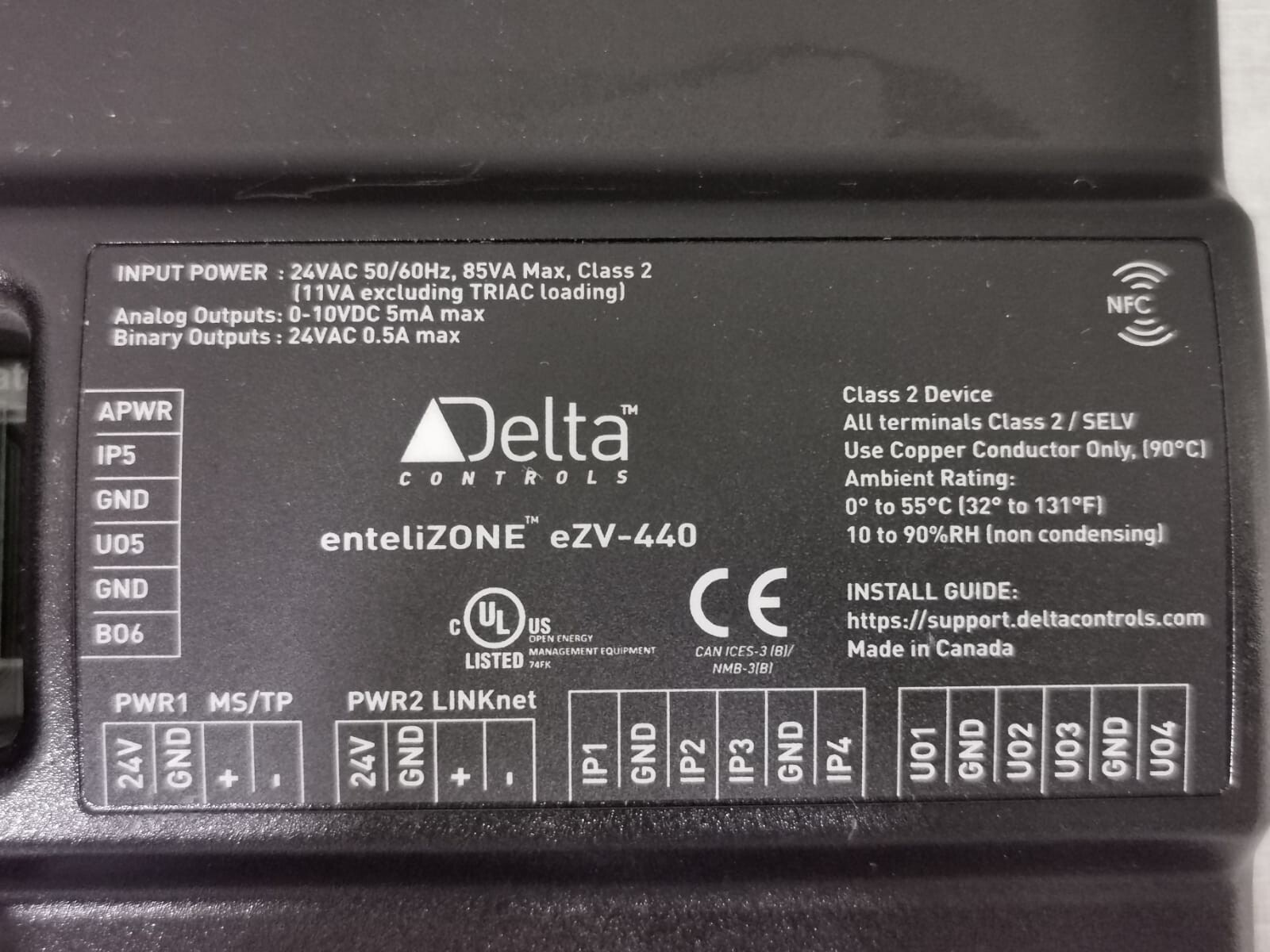 DELTA CONTROLS EZV-440 DELTA CONTROLS EZV-440-AMP ENTELIZONE PROGRAMMABLE VAV CONTROLLER 2